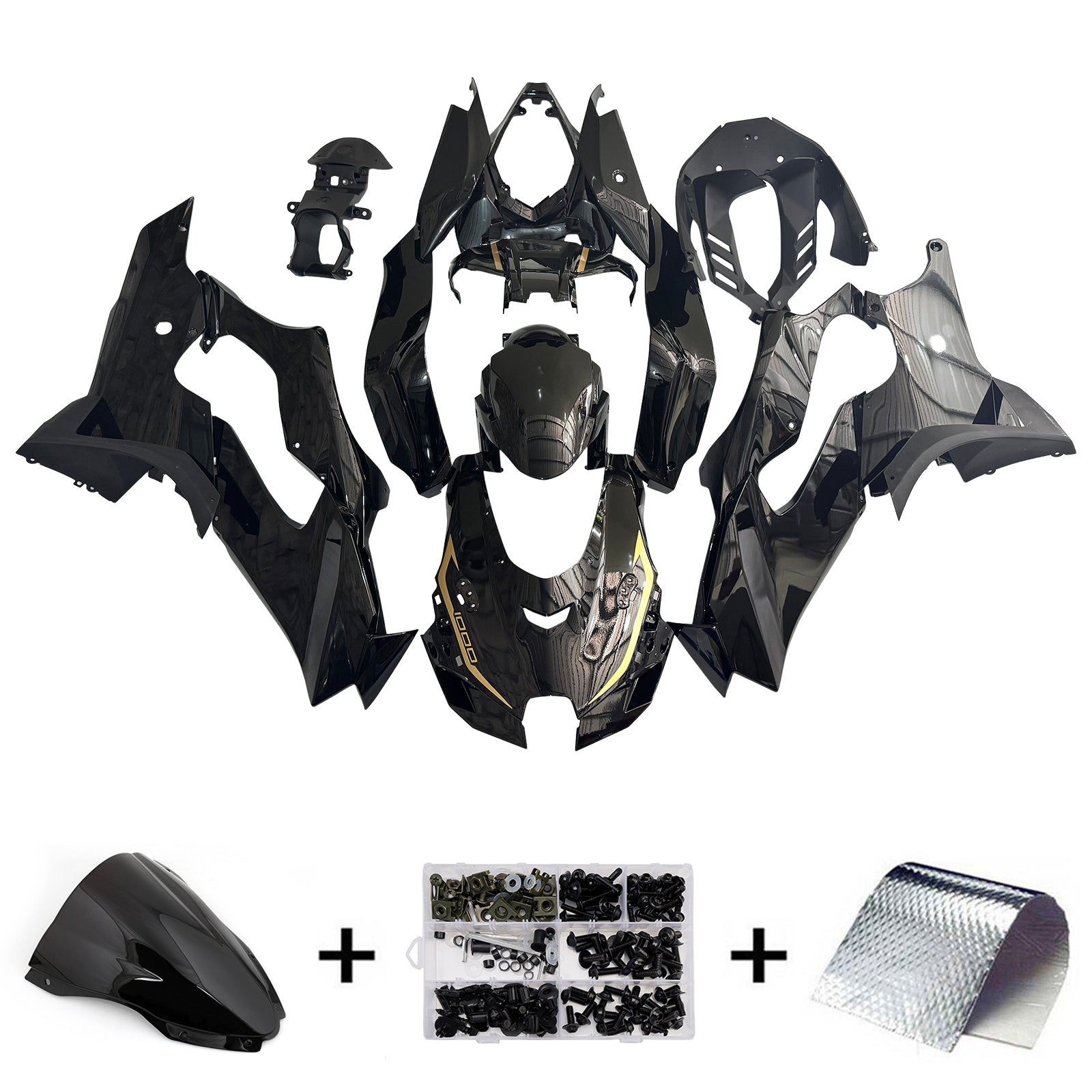 Amotopart 2021-2025 Kawasaki ZX14R ZZR1400 Black Fairing Kit