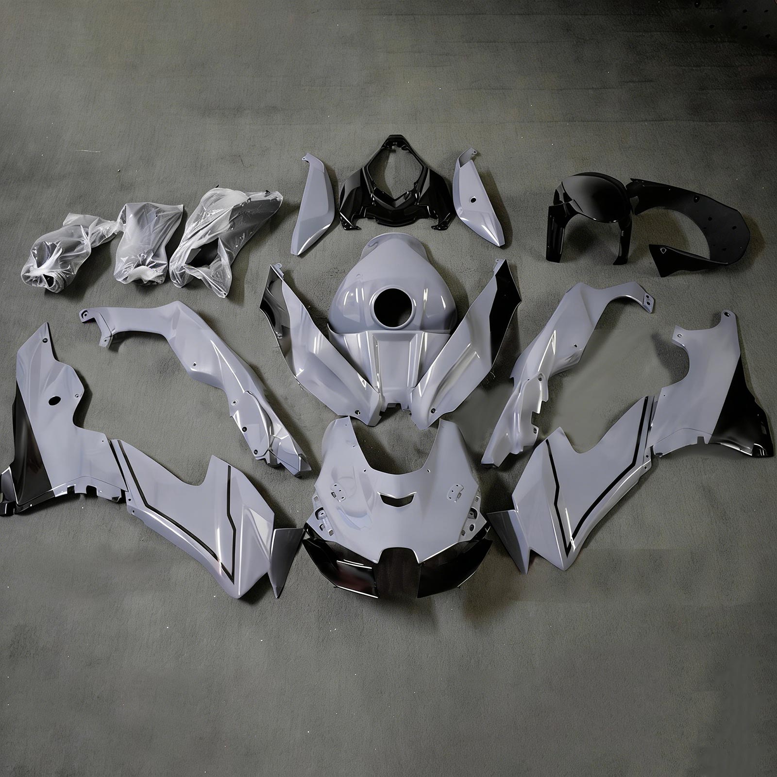 Amotopart 2021-2025 Kawasaki ZX-10R/ZX-10RR Grey Black Fairing Kit