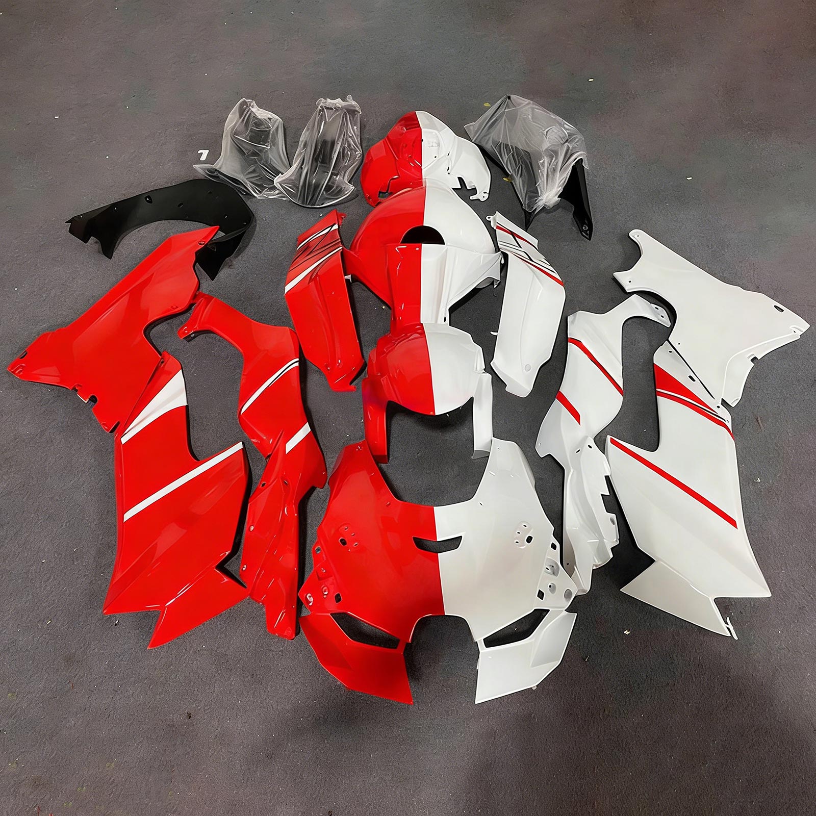 Amotopart 2021-2025 Kawasaki ZX-10R/ZX-10RR Red & White Fairing Kit