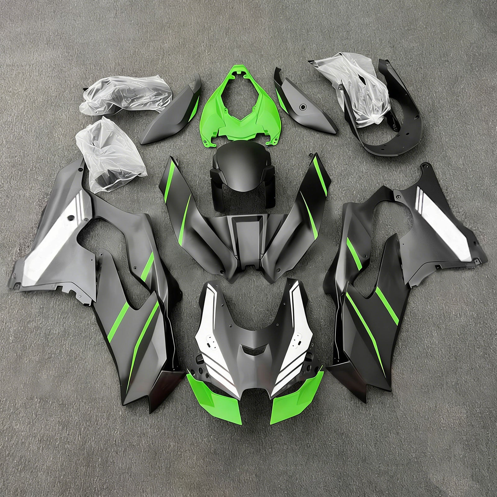 Amotopart 2021-2025 Kawasaki ZX-10R/ZX-10RR Black Green White Fairing Kit