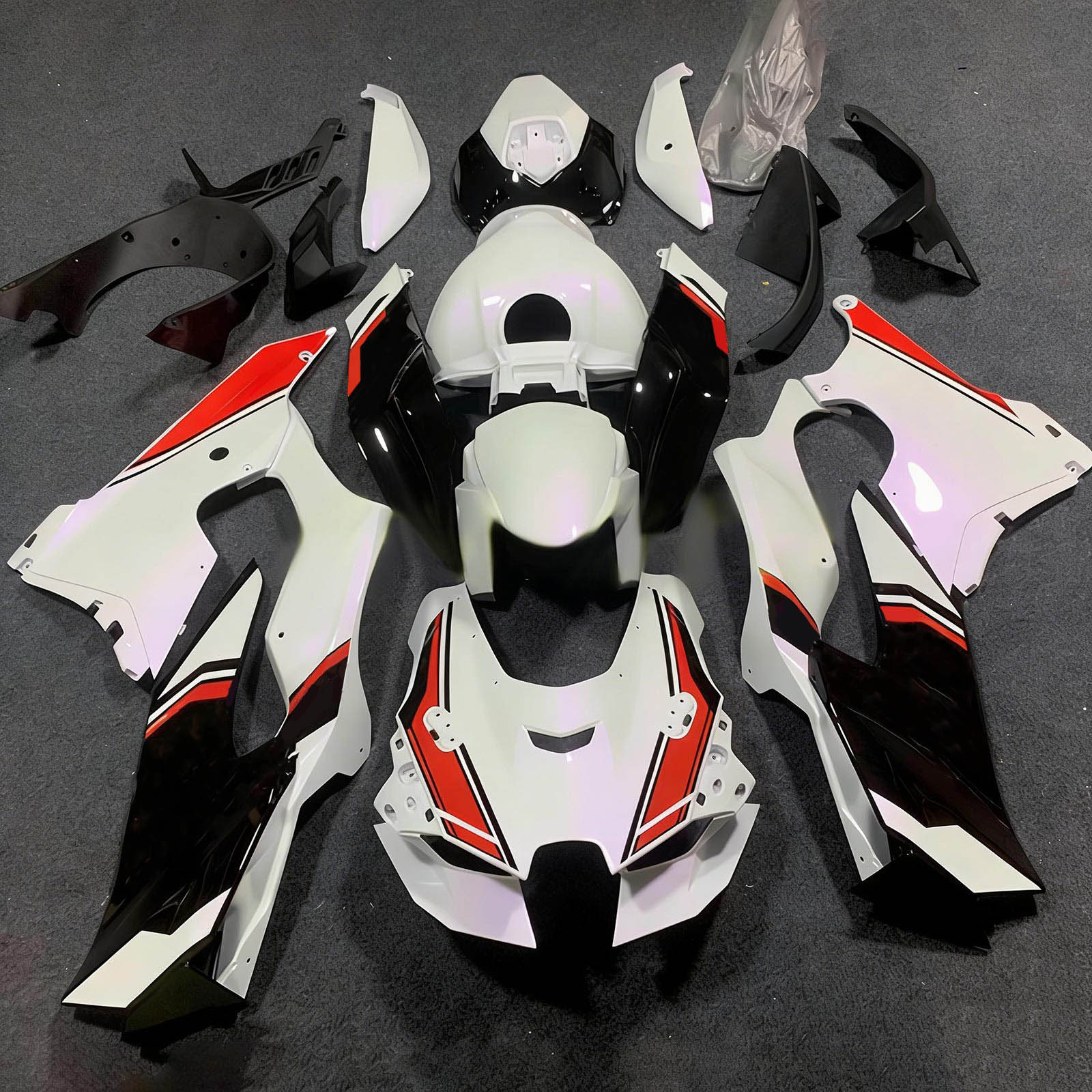 Amotopart 2021-2025 Kawasaki ZX-10R/ZX-10RR White Red Black Fairing Kit
