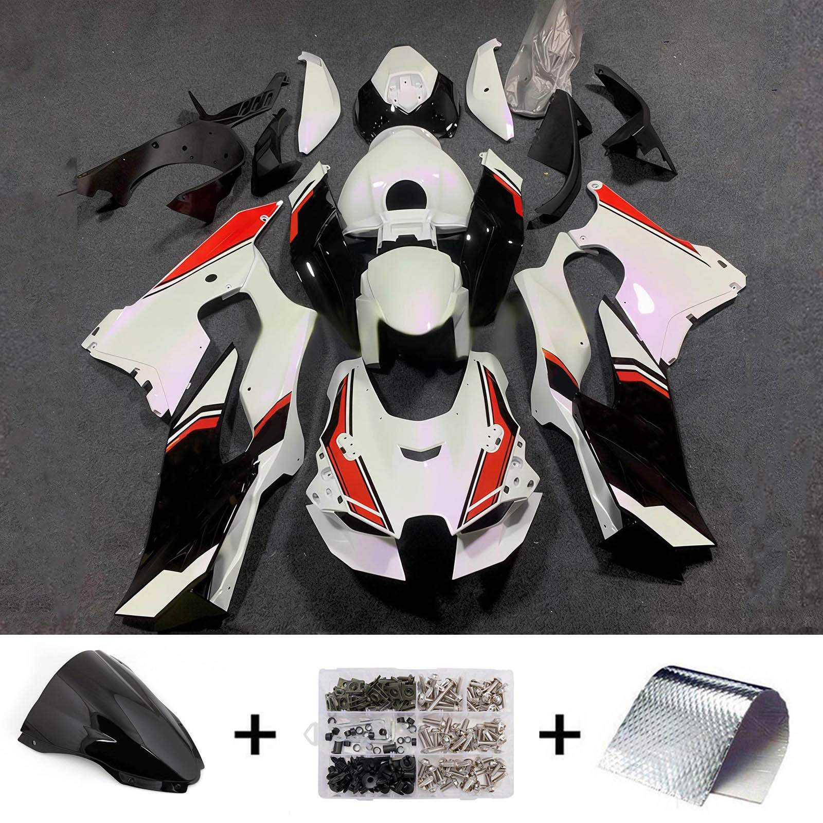 Amotopart 2021-2025 Kawasaki ZX-10R/ZX-10RR White Red Black Fairing Kit