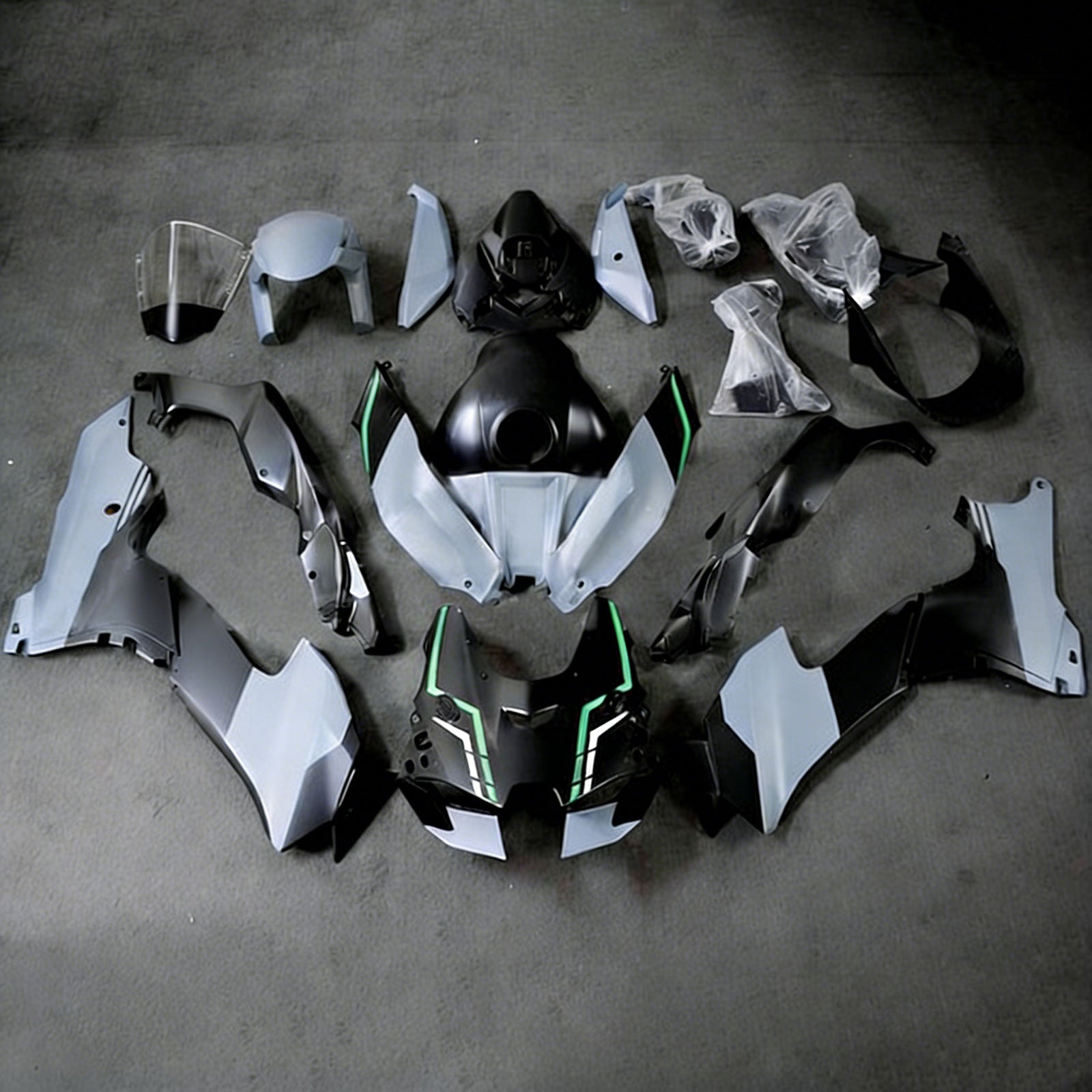 Amotopart 2021-2025 Kawasaki ZX-10R/ZX-10RR Black Green Grey Fairing Kit