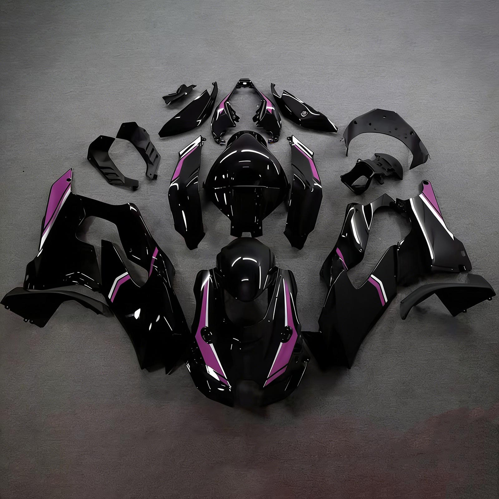 Amotopart 2021-2025 Kawasaki ZX-10R/ZX-10RR Black Purple Fairing Kit