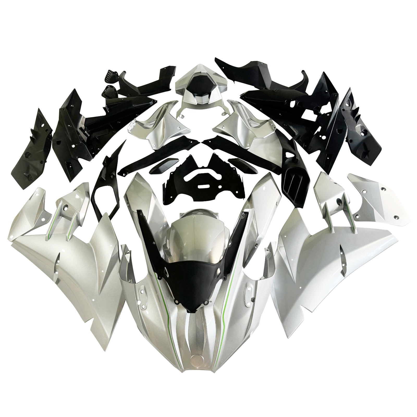 Amotopart 2015-2022 Kawasaki Ninja H2 Silver Grey Fairing Kit