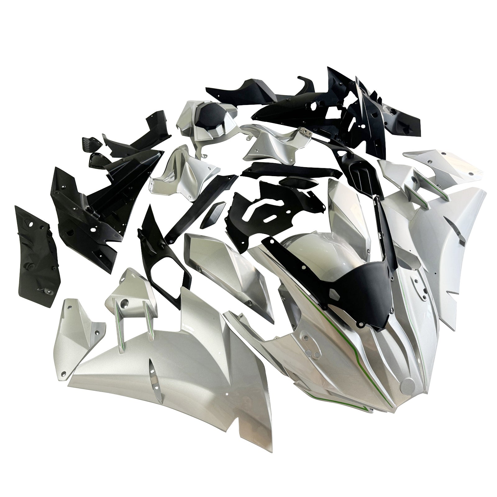 Amotopart 2015-2022 Kawasaki Ninja H2 Silver Grey Fairring Kit