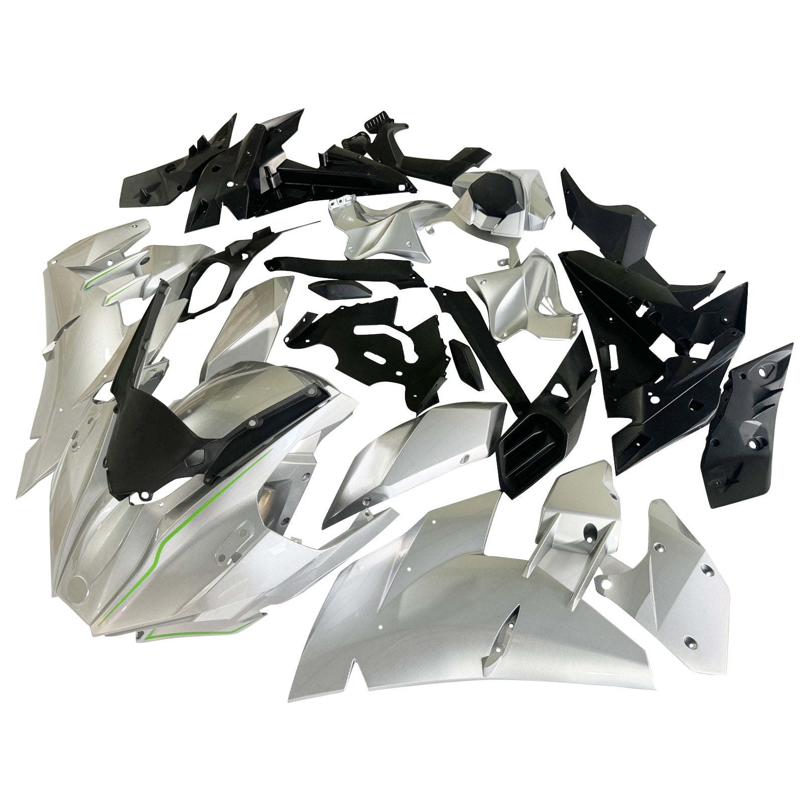 Amotopart 2015-2022 Kawasaki Ninja H2 Silver Grey Fairring Kit