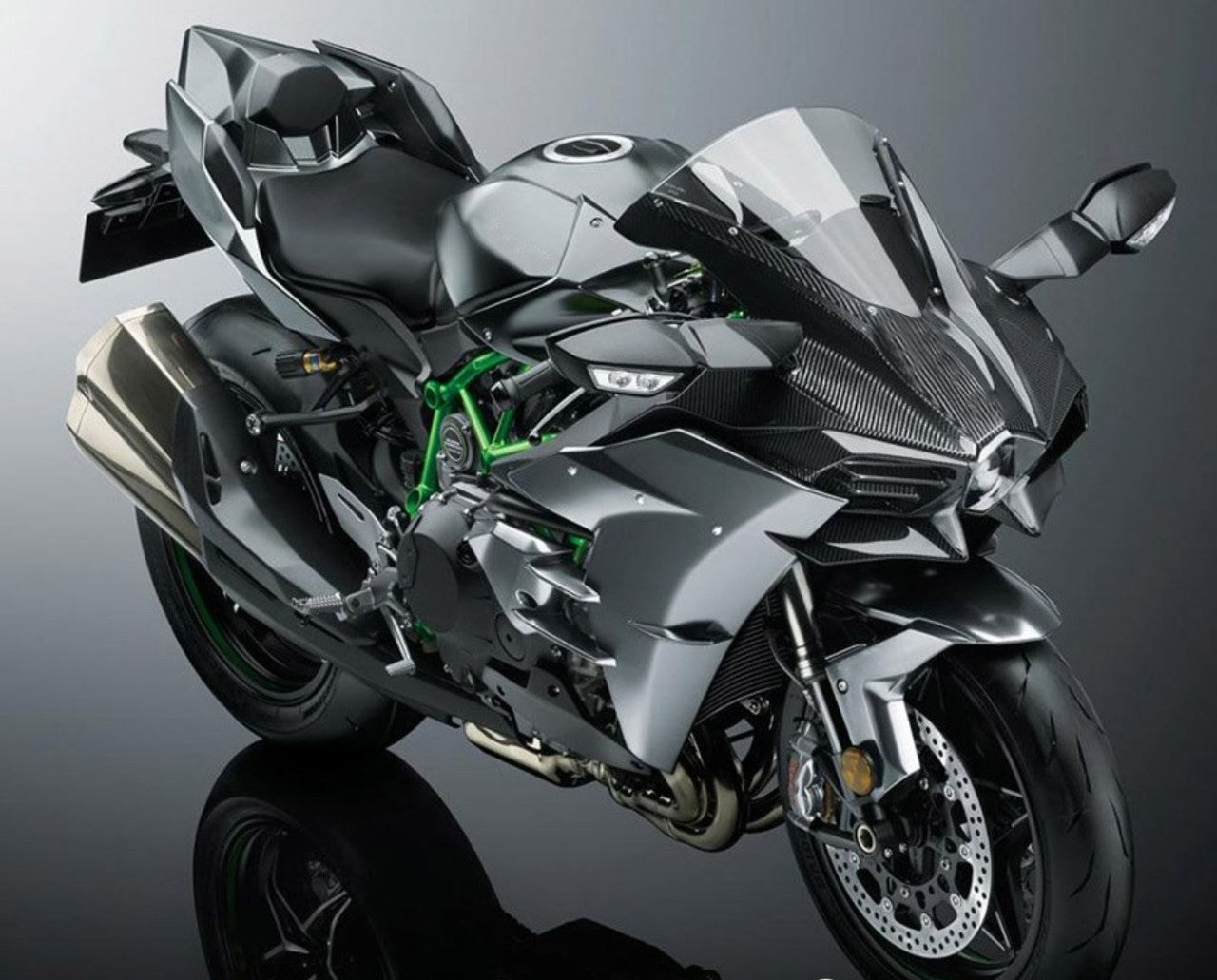 Amotopart 2015-2022 Kawasaki Ninja H2 Grey Fairing Zestaw