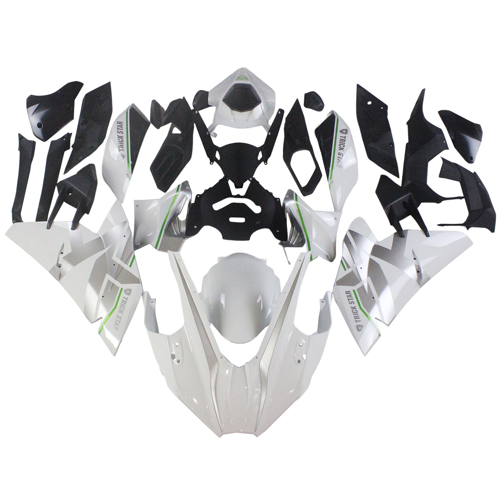 Amotopart 2015-2022 Kawasaki Ninja H2 Kit de carenado blanco y gris