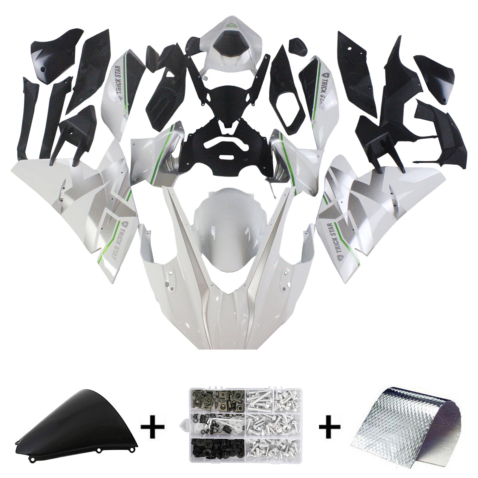 Amotopart 2015-2022 Kawasaki Ninja H2 ホワイト&グレー フェアリング