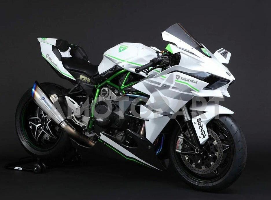 Amotopart 2015-2022 Kawasaki Ninja H2 White&Grey Fairing Kit