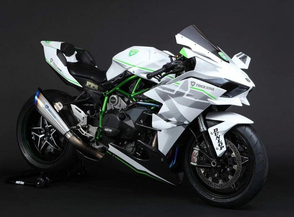 Amotopart 2015-2022 Kawasaki Ninja H2 Kit de carenado blanco y gris