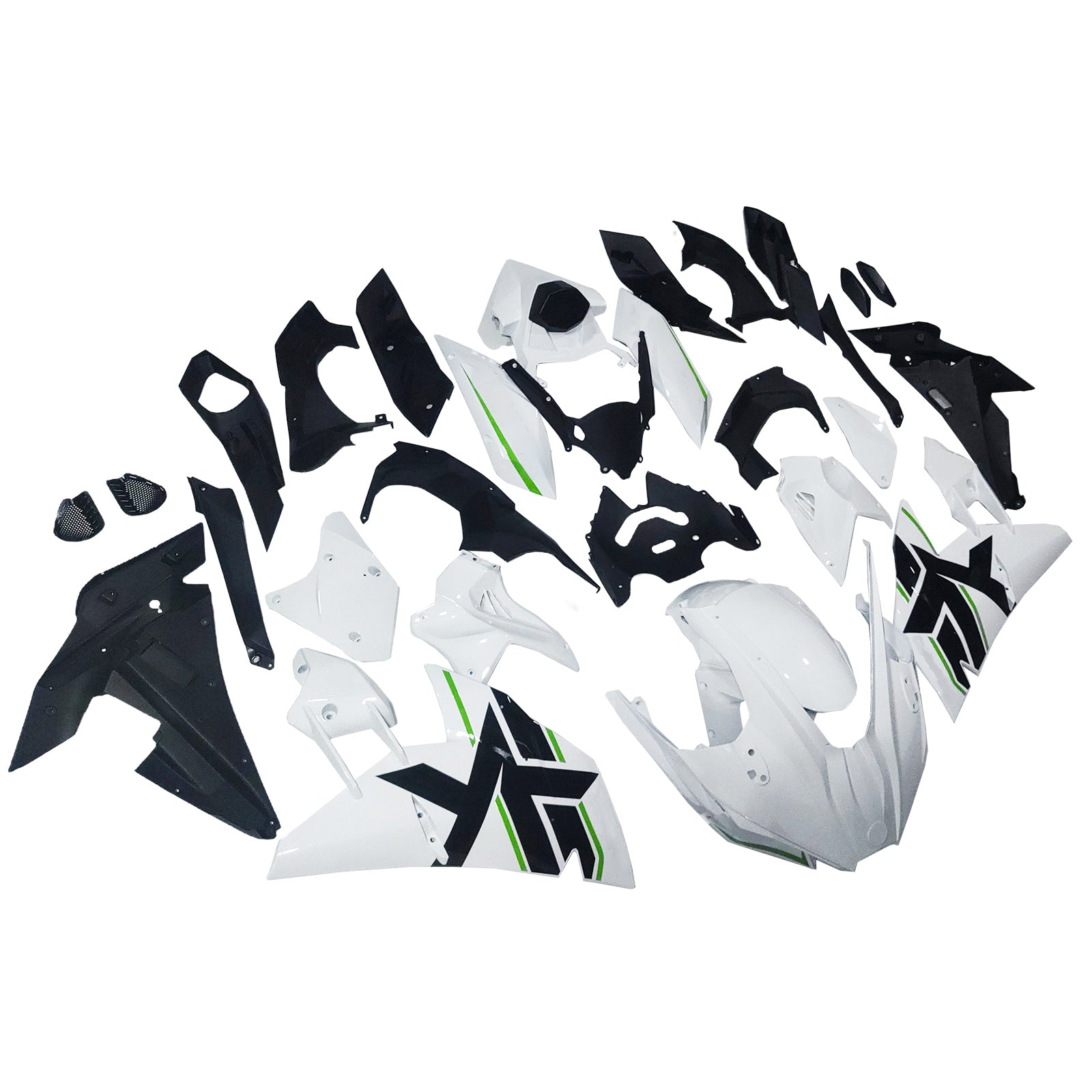Amotopart 2015-2022 Ninja H2 Kawasaki White&Green Stripe Fairing Kit