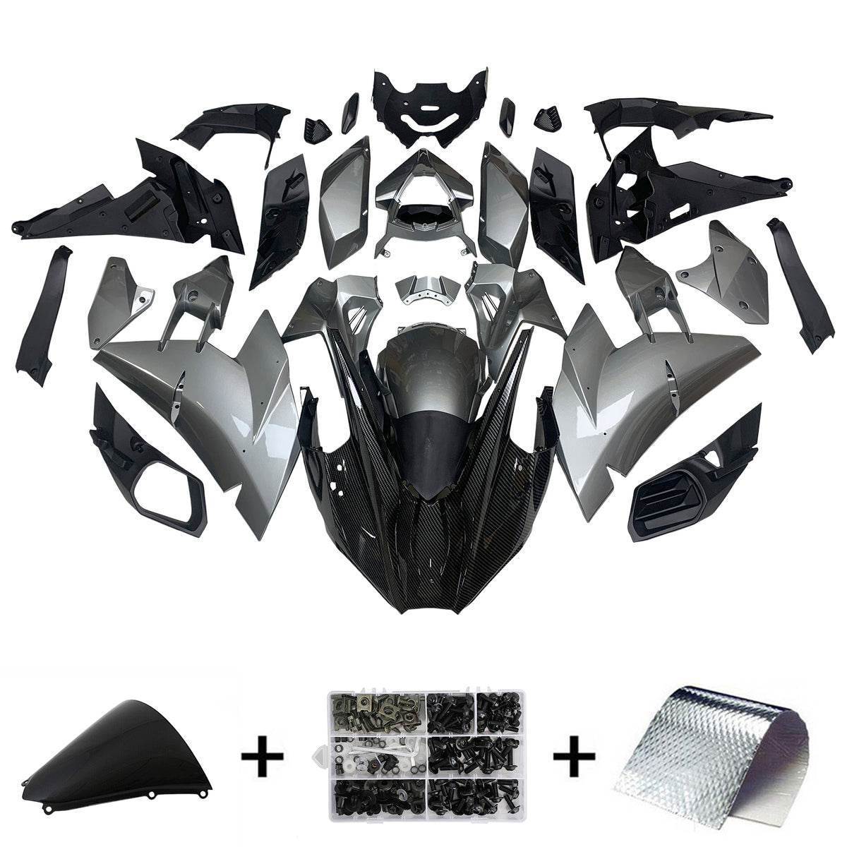 Amotopart 2015-2022 Kawasaki Ninja H2 Sliver Carbon Fiber Fairing Kit