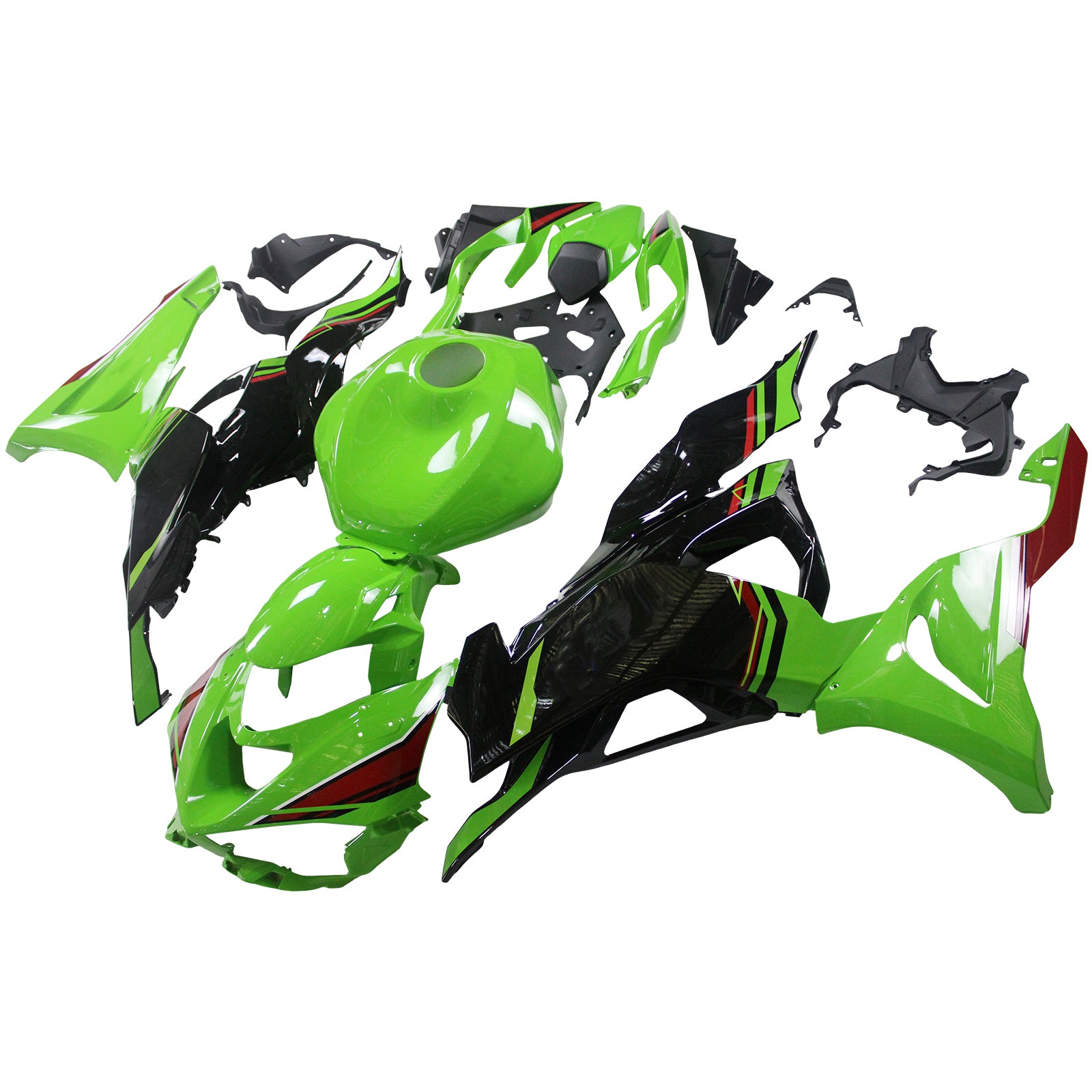 Amotopart 2024 Kawasaki ZX6R ブラック グリーン フェアリング キット