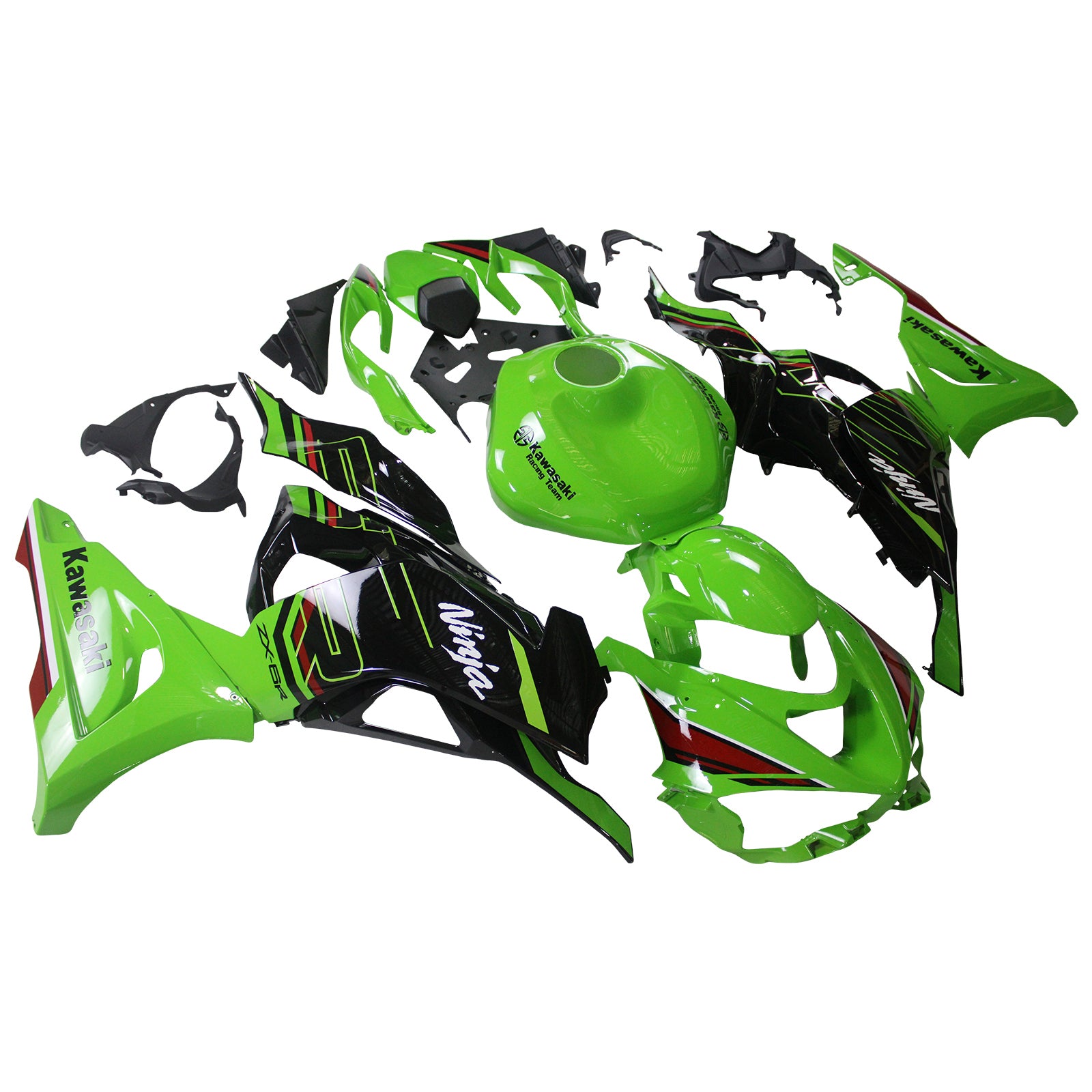 Amotopart 2024 Kawasaki ZX6R Black Green Fairing Kit