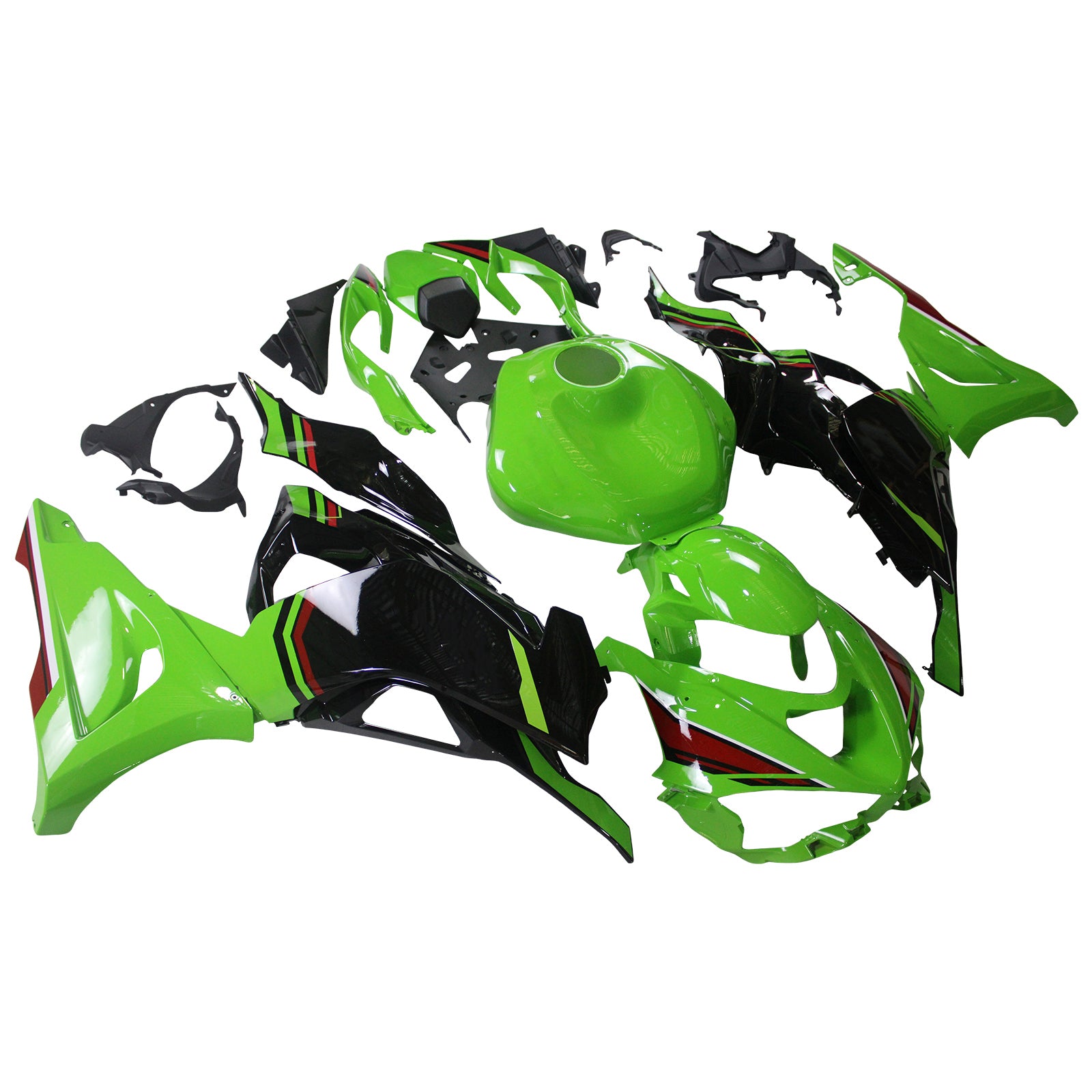 Amotopart 2024-2026 Kawasaki ZX6R Black Green Fairing Kit