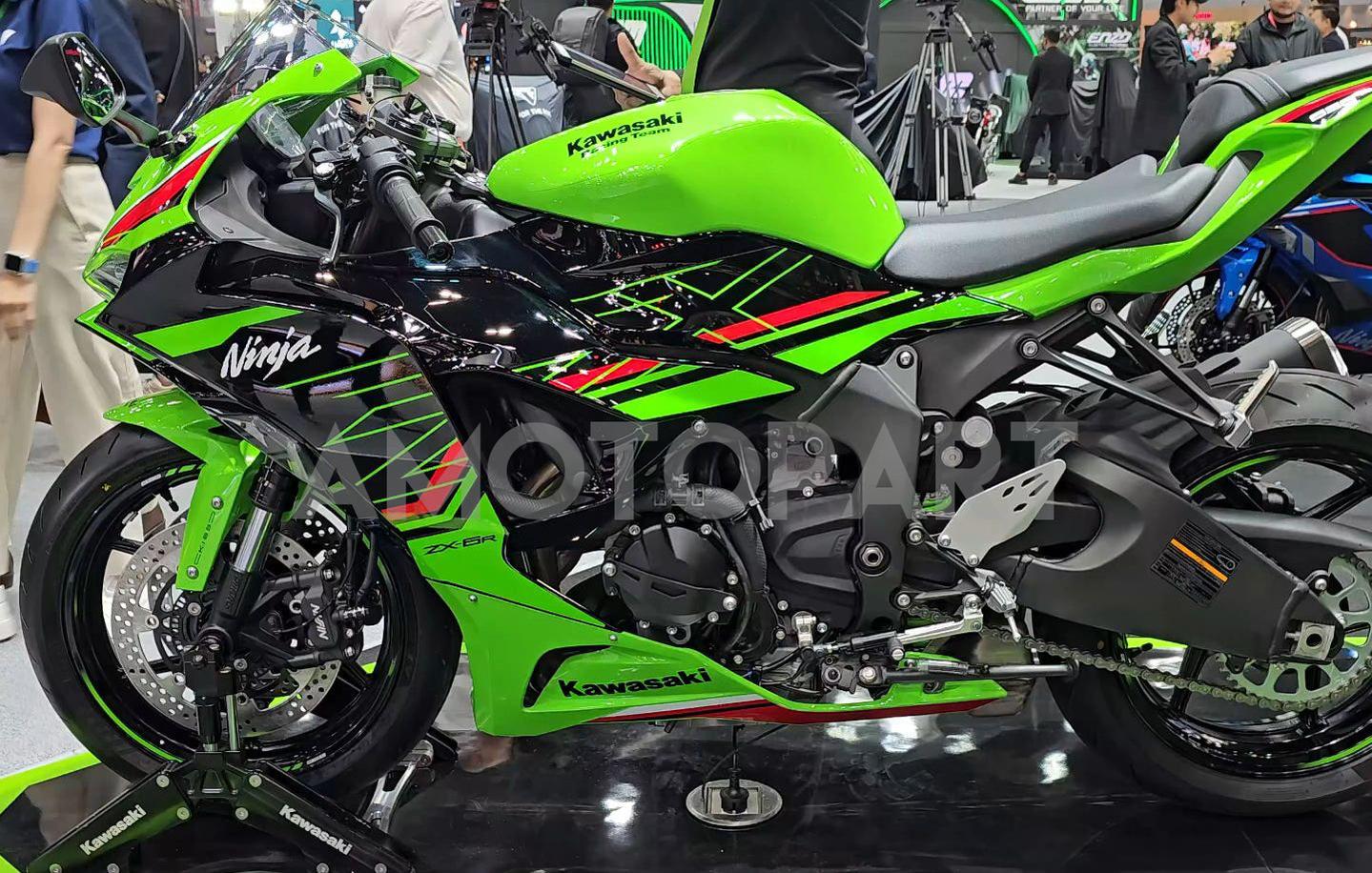 Amotopart 2024-2025 Kawasaki ZX6R Black Green Fairing Kit