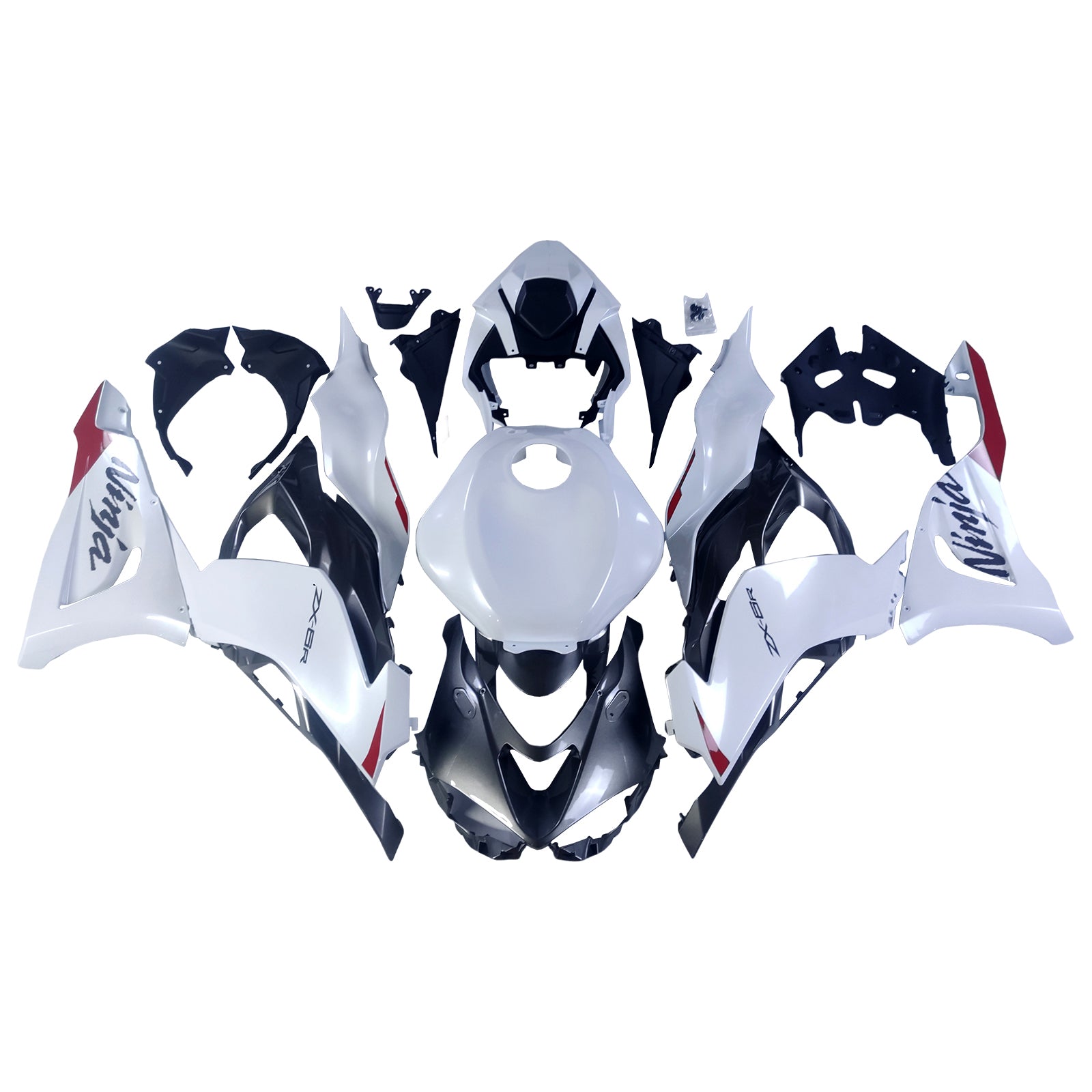 Amotopart 2024 Kawasaki ZX6R Pearl White Fairing Kit