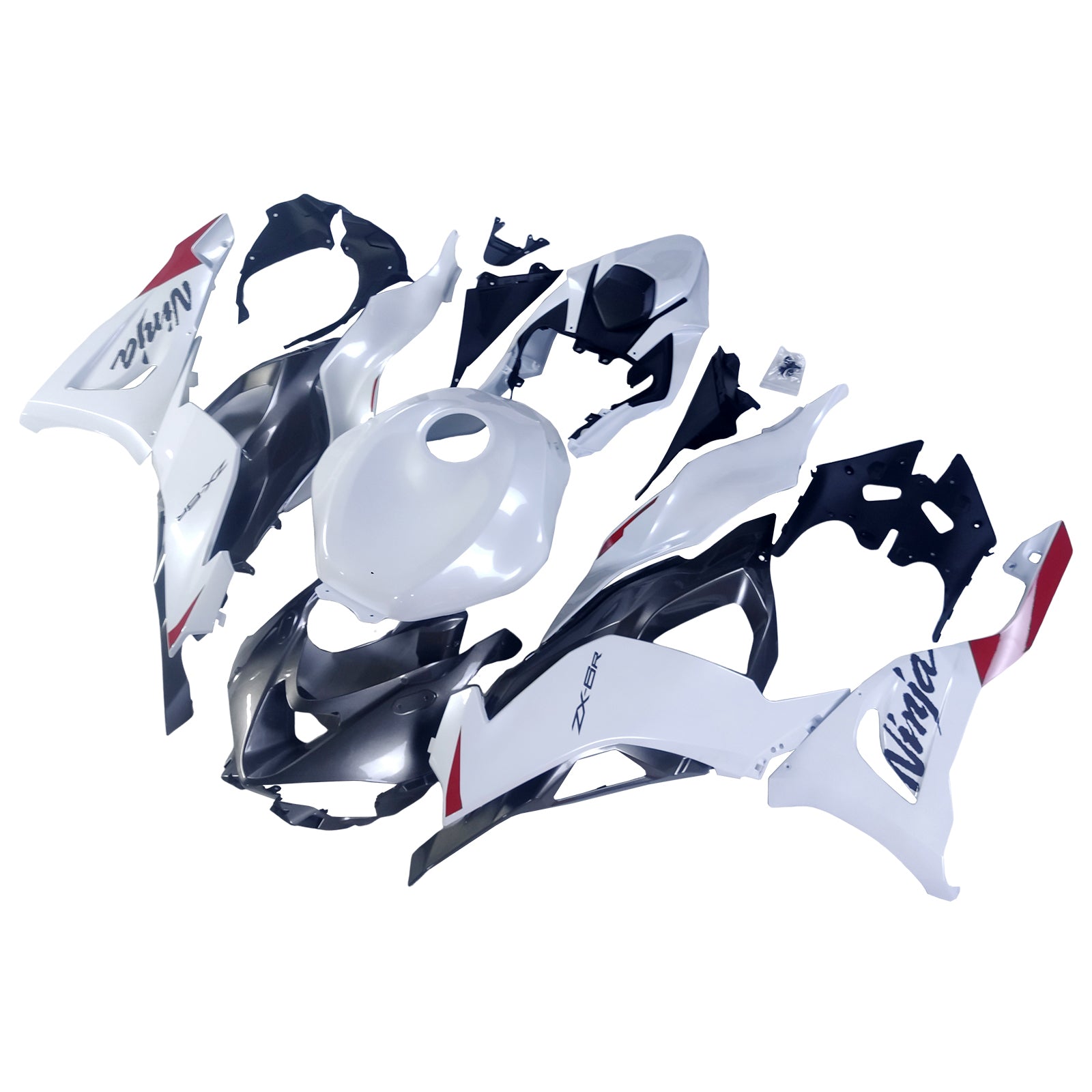 Amotopart 2024-2026 Kawasaki ZX6R Pearl White Fairing Kit