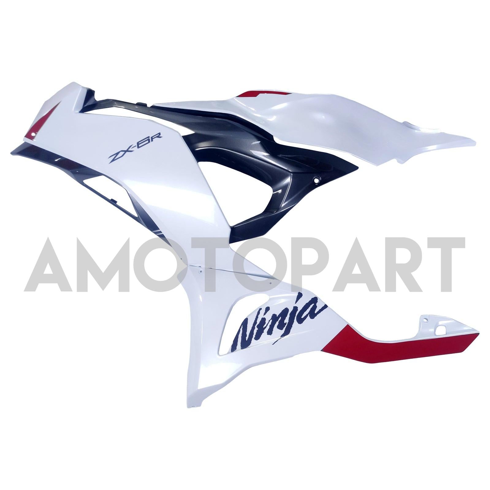 Amotopart 2024-2025 Kawasaki ZX6R Pearl White Fairing Zestaw