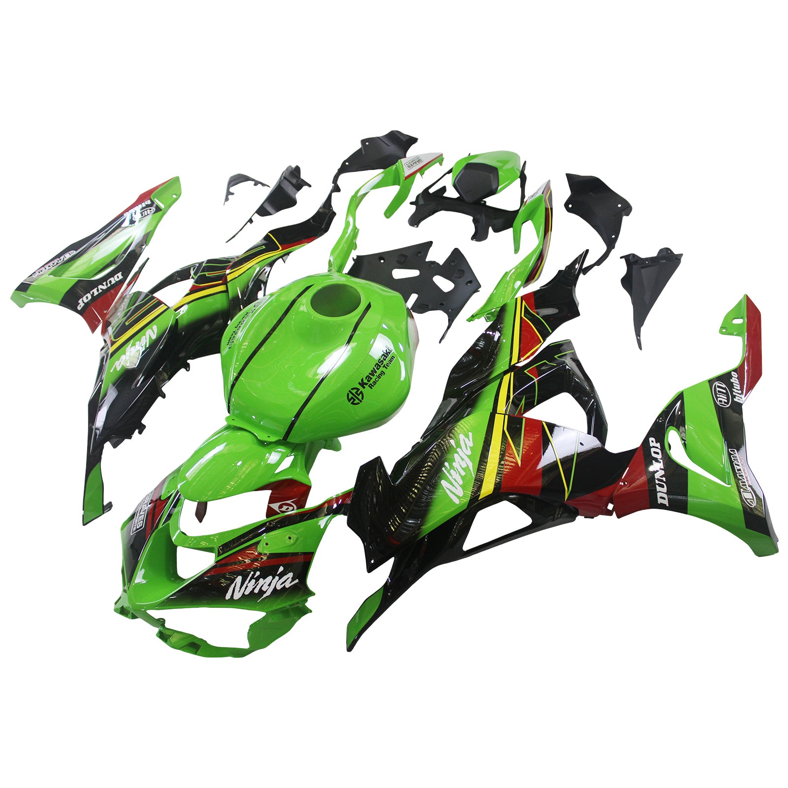 Amotopart 2024 Kawasaki ZX6R Black Green Red Fairing Kit