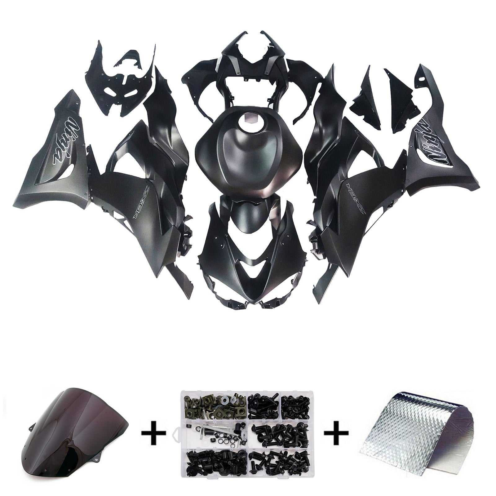 Amotopart 2024-2026 Kawasaki ZX6R Matte Black Fairing Kit