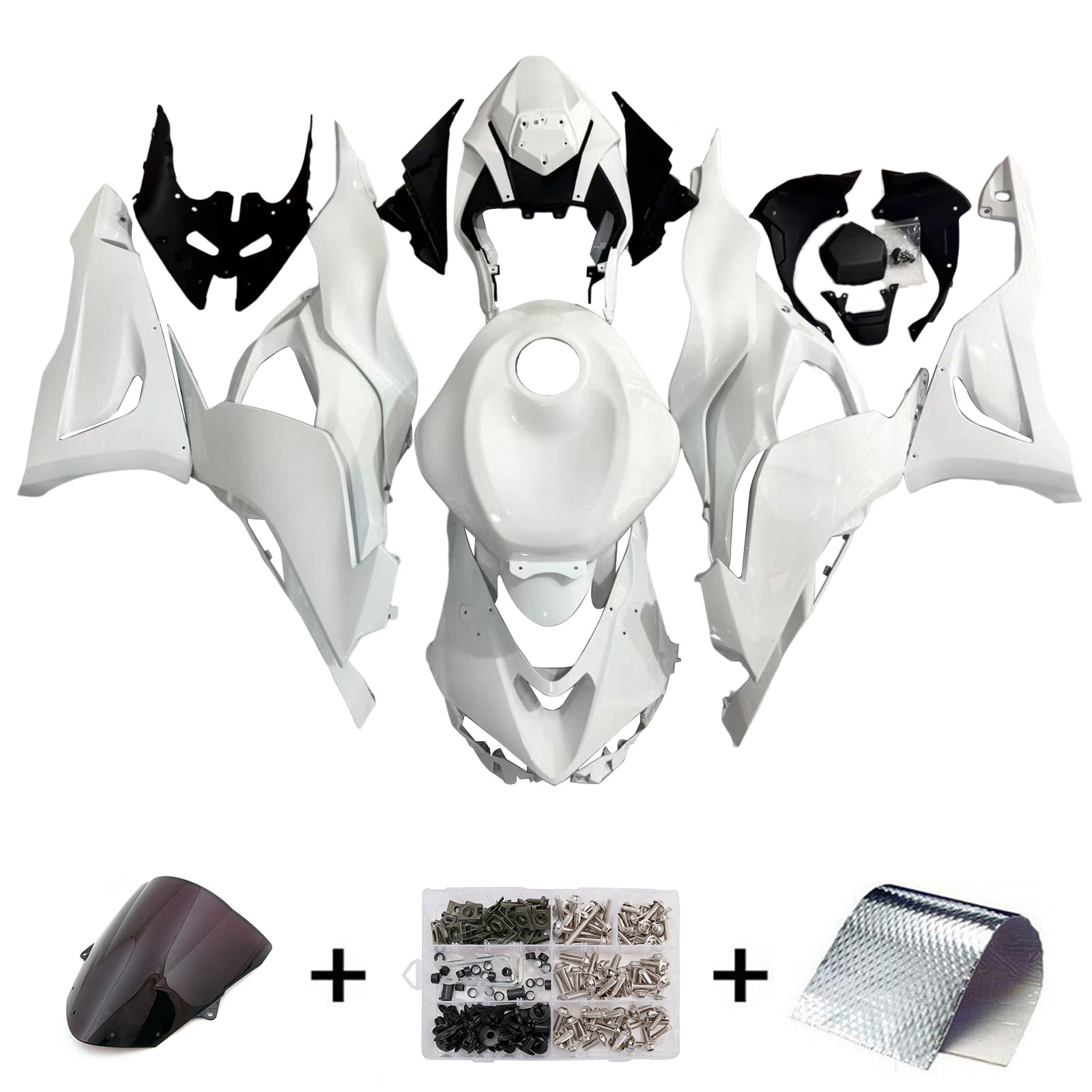 Amotopart 2024-2025 Kawasaki ZX-6R White  Fairing Kit