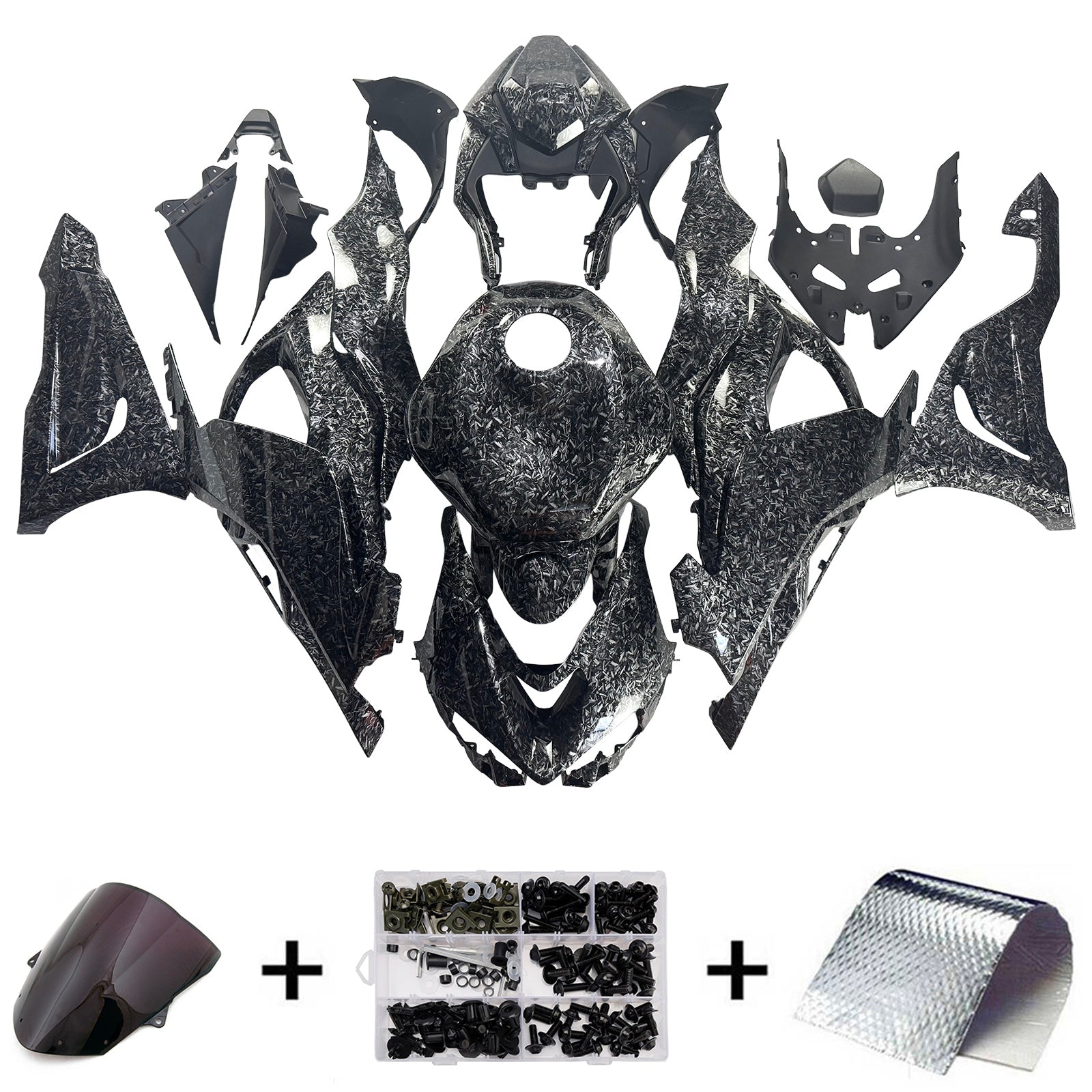 Amotopart 2024-2026 Kawasaki ZX-6R Forged Carbon Fiber Pattern Fairing