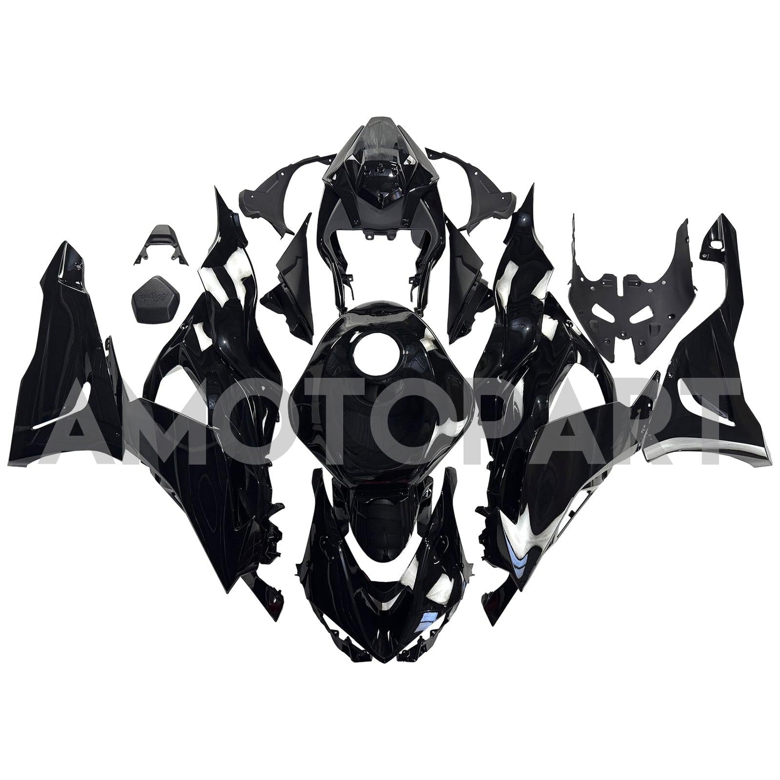Amotopart 2024–2025 Kawasaki ZX-6R schwarzes Verkleidungsset