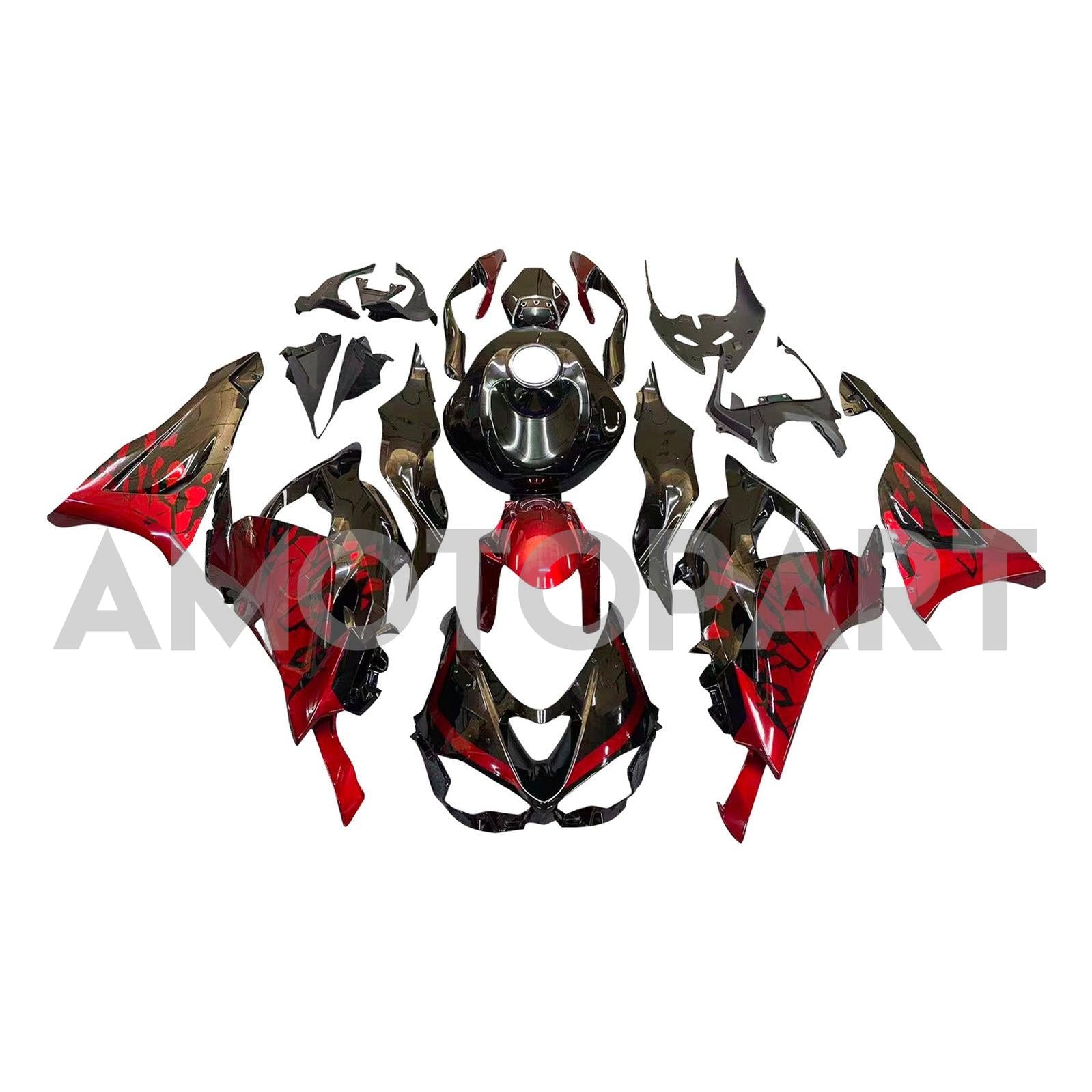 Amotopart 2024-2025 Kawasaki ZX-6R Red Black Fairing Kit