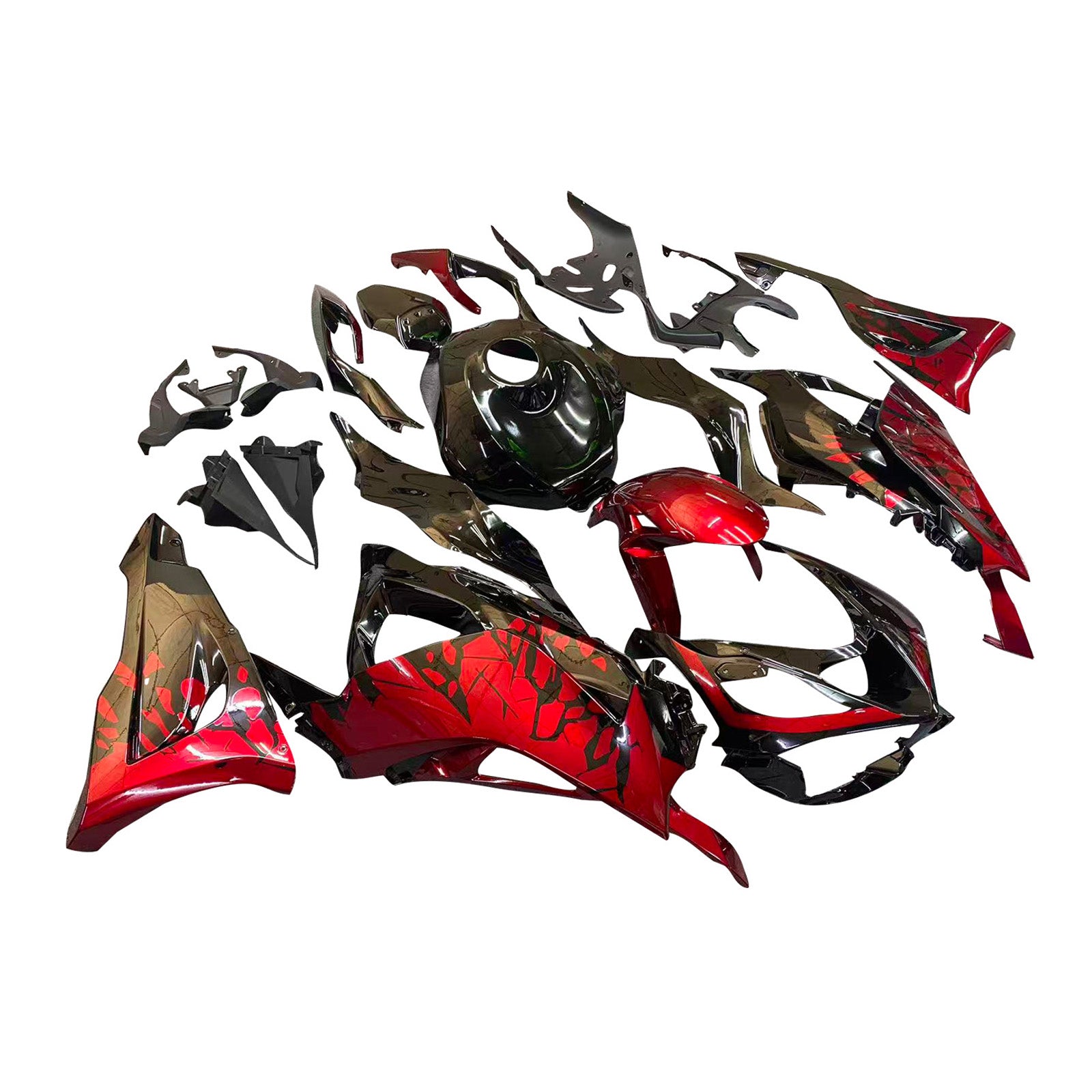 Amotopart 2024-2025 Kawasaki ZX-6R Red Black Fairing Kit
