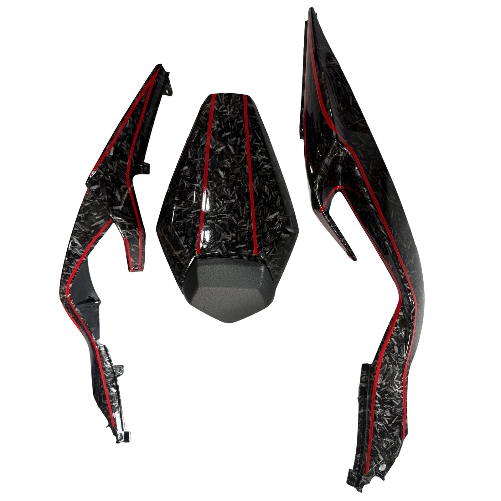Amotopart 2024-2025 Kawasaki ZX-6R Black Forged Carbon Fiber Pattern Red Fairing Kit
