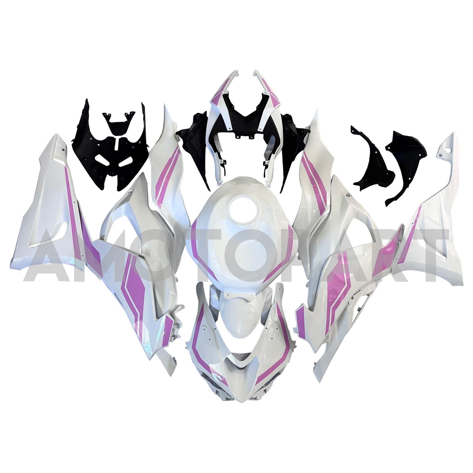 Amotopart 2024-2025 Kawasaki ZX-6R White Pink Fairing Kit