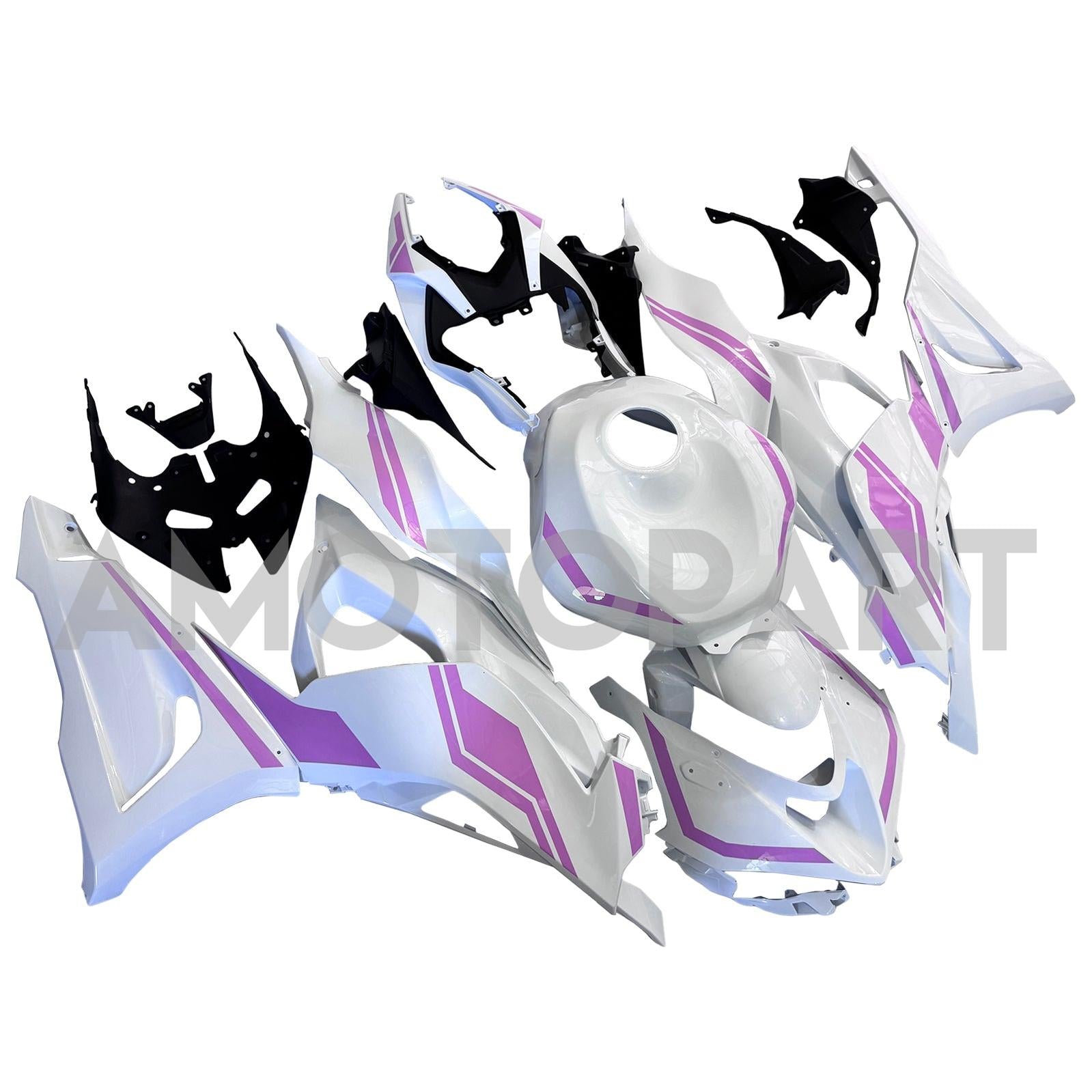 Amotopart 2024-2026 Kawasaki ZX-6R White Pink Fairing Kit