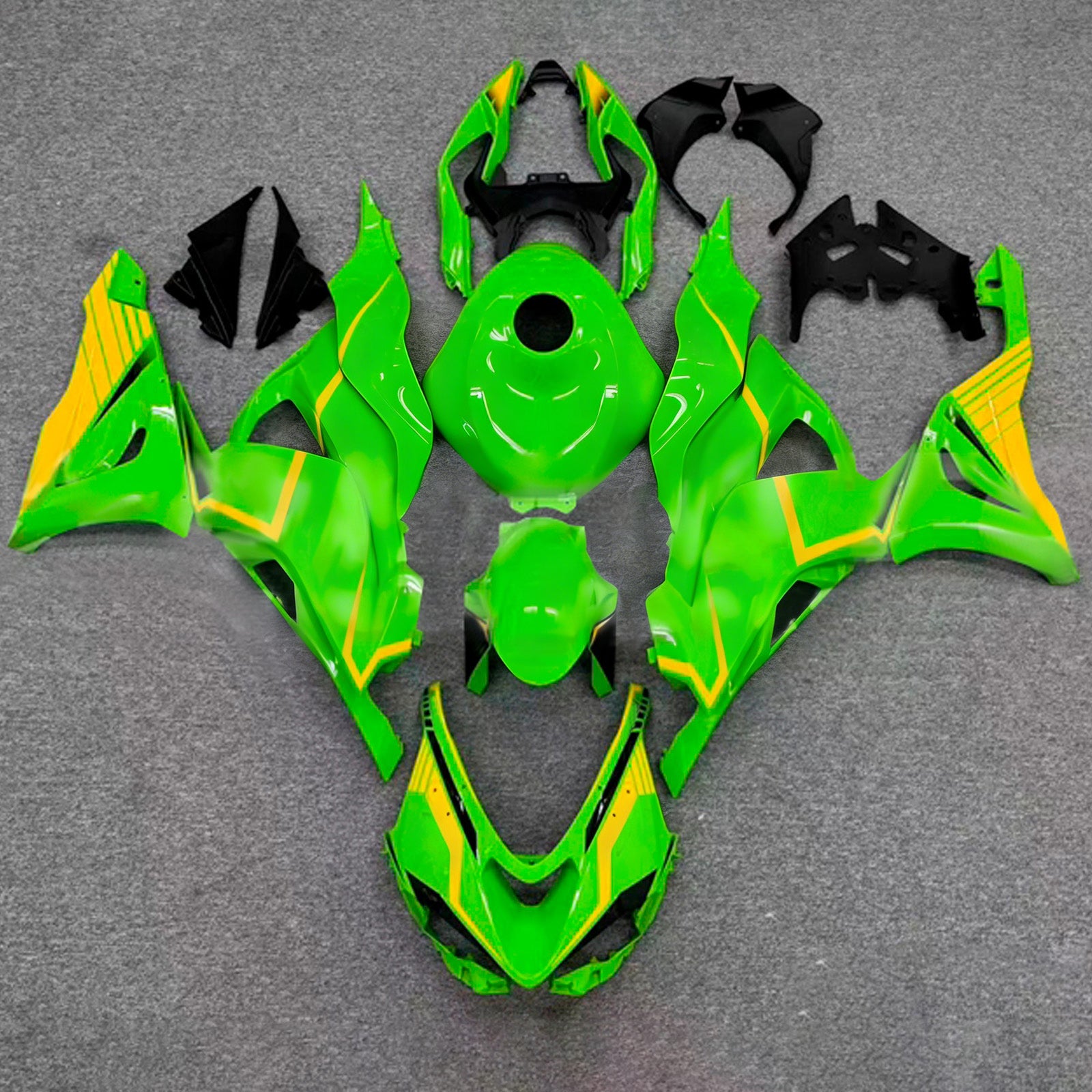 Amotopart 2024-2026 Kawasaki ZX-6R zelená žlutá sada kapotáže