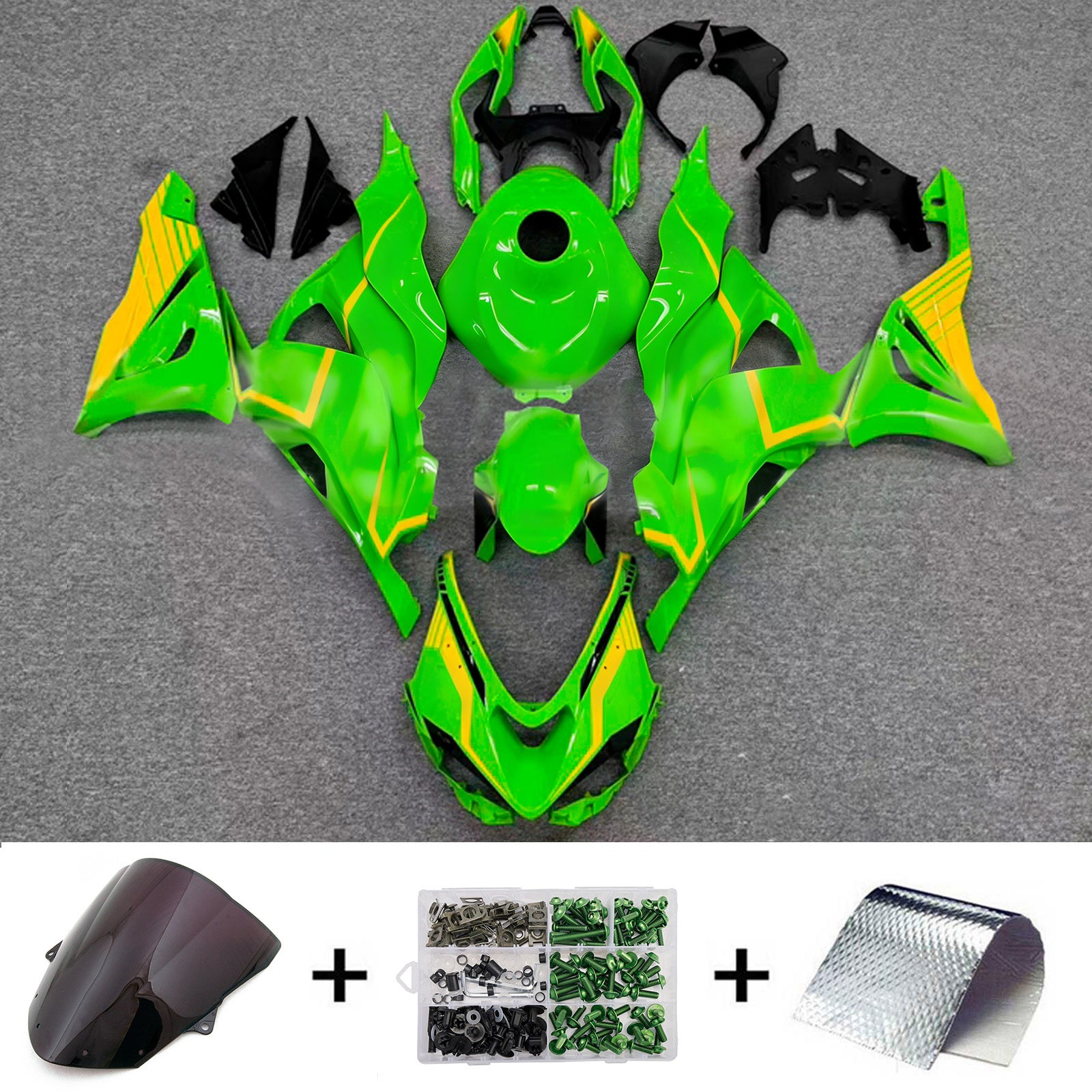 Amotopart 2024-2026 Kawasaki ZX-6R zelená žlutá sada kapotáže