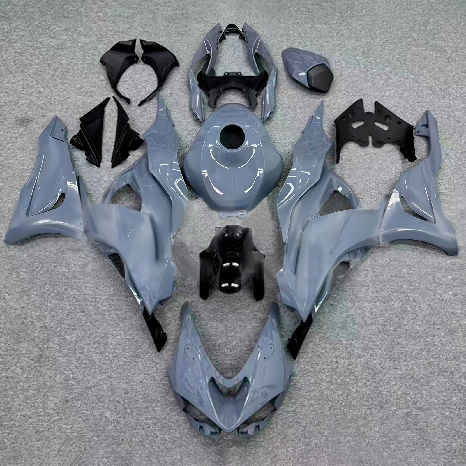 Amotopart 2024-2026 Kawasaki ZX-6R Glossy Grey Fairing Kit