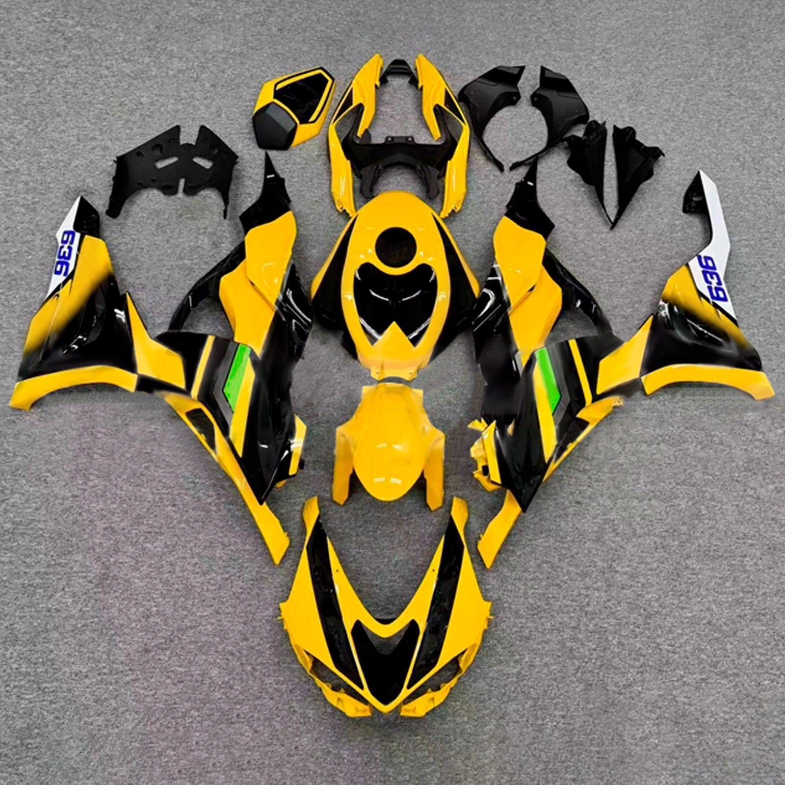 Amotopart 2024-2026 Kawasaki ZX-6R Yellow Black Fairing Kit