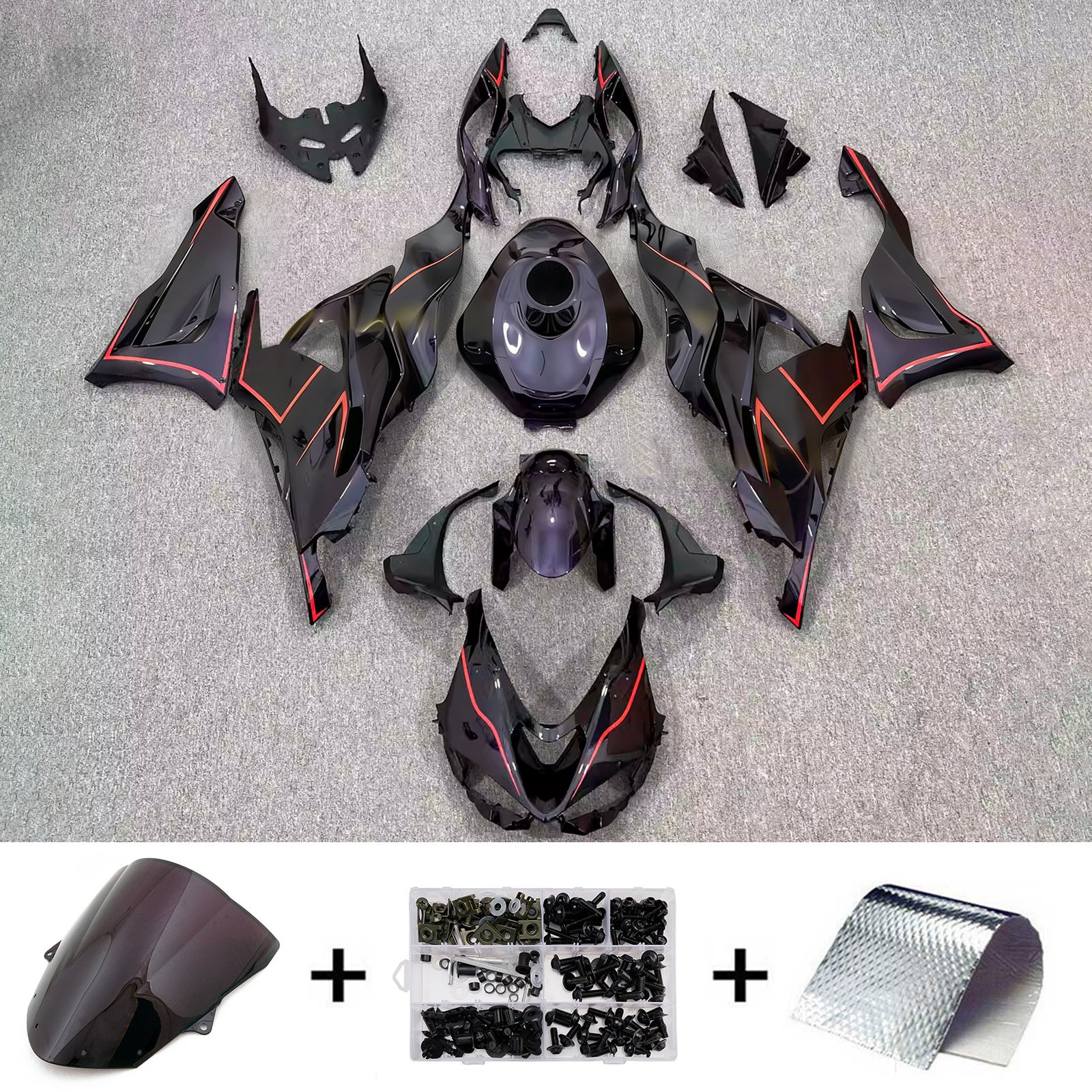 Amotopart 2024-2026 Kawasaki ZX-6R Dark Purple Black Fairing Kit
