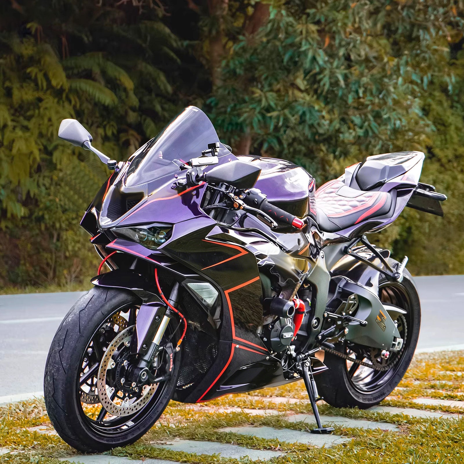 Amotopart 2024-2026 Kawasaki ZX-6R Dark Purple Black Fairing Kit