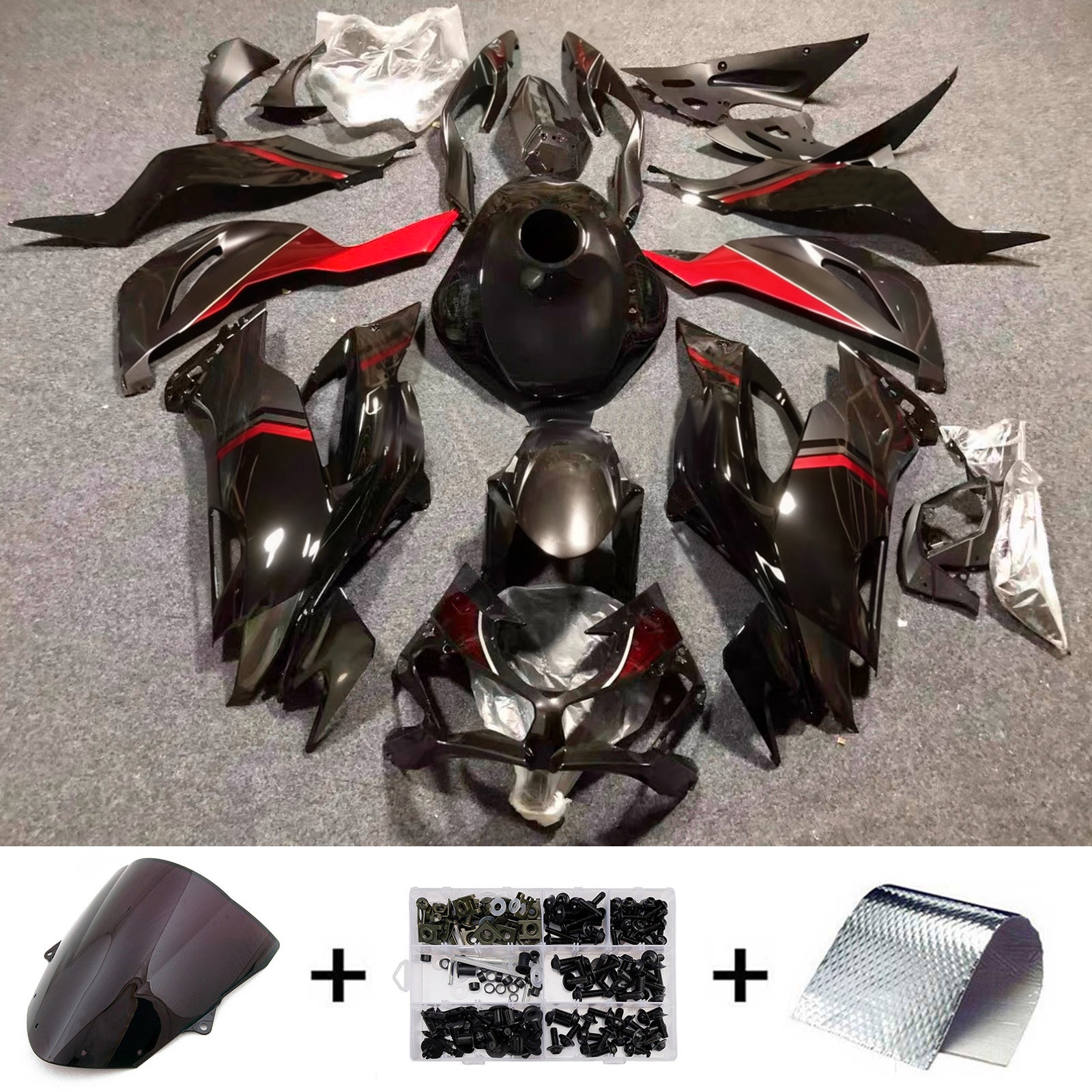 Amotopart 2024-2026 Kawasaki ZX-6R černá červená sada kapotáže