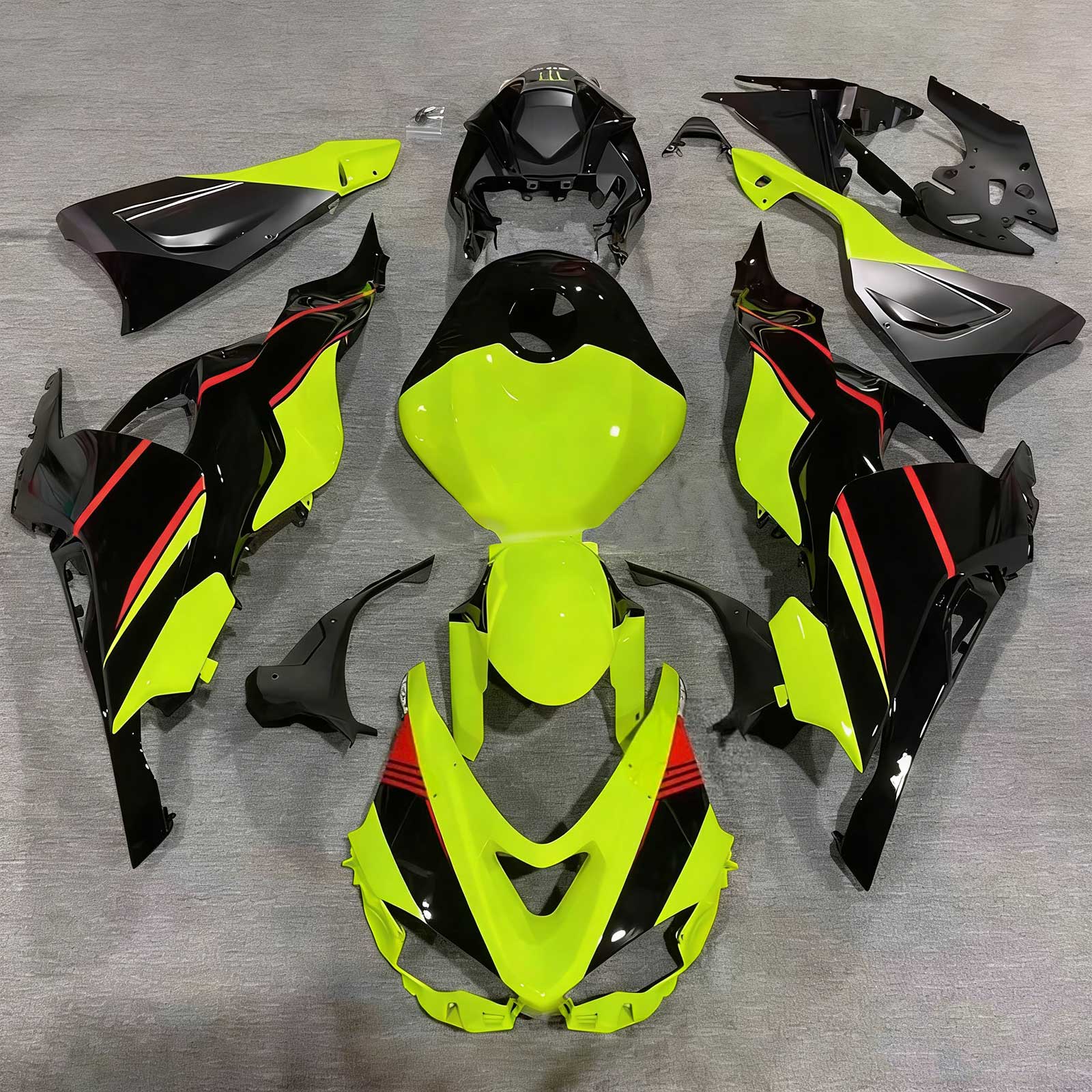 Amotopart 2024-2026 Kawasaki ZX-6R Neon Yellow Black Fairing Kit