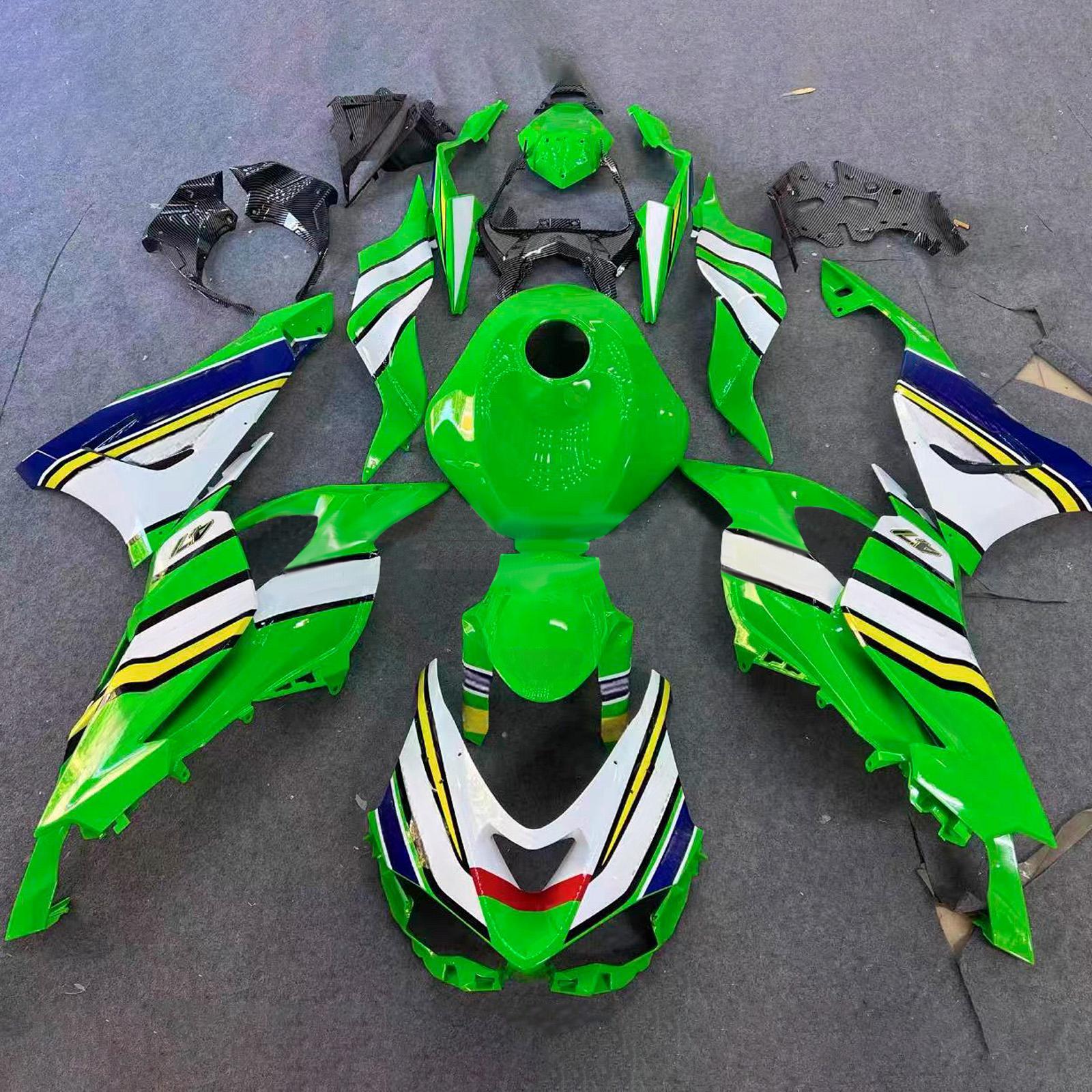 Amotopart 2024-2026 Kawasaki ZX-6R Green White Blue Fairing Kit