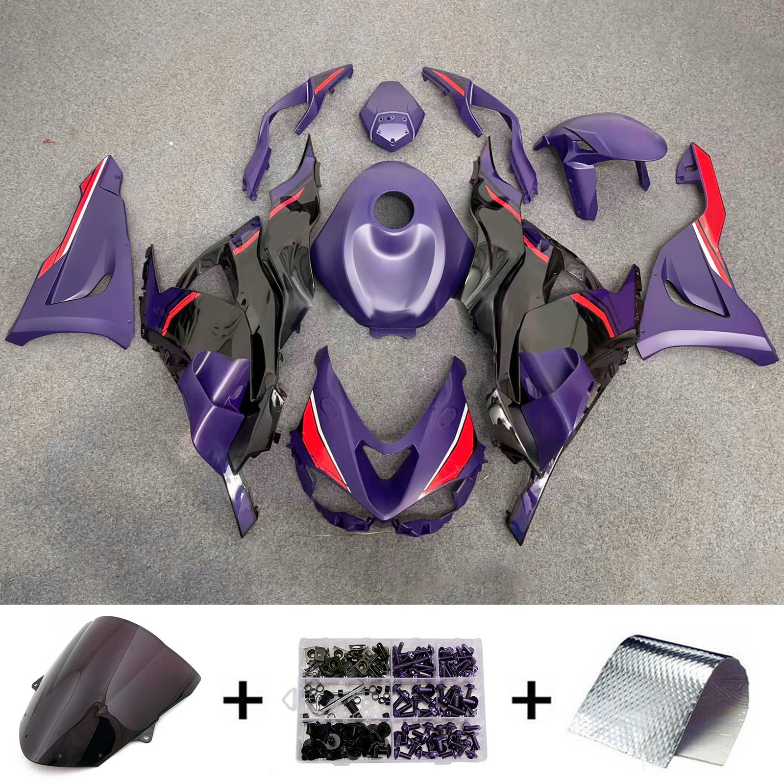 Amotopart 2024-2026 Kawasaki ZX-6R Purple Black Red Fairing Kit