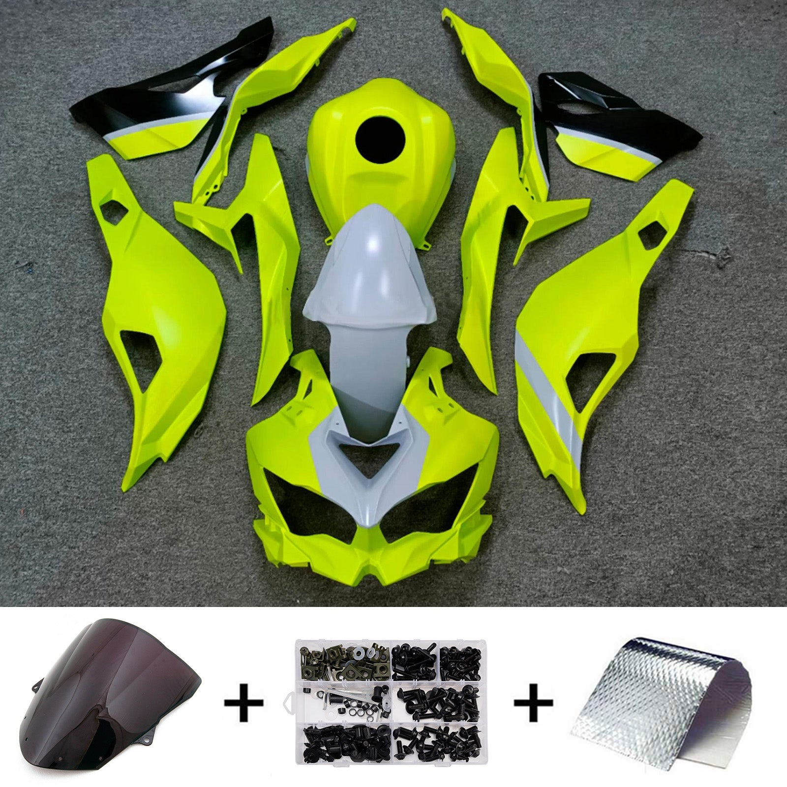 Amotopart 2024-2026 Kawasaki ZX-6R Neon Yellow Gray Fairing Kit