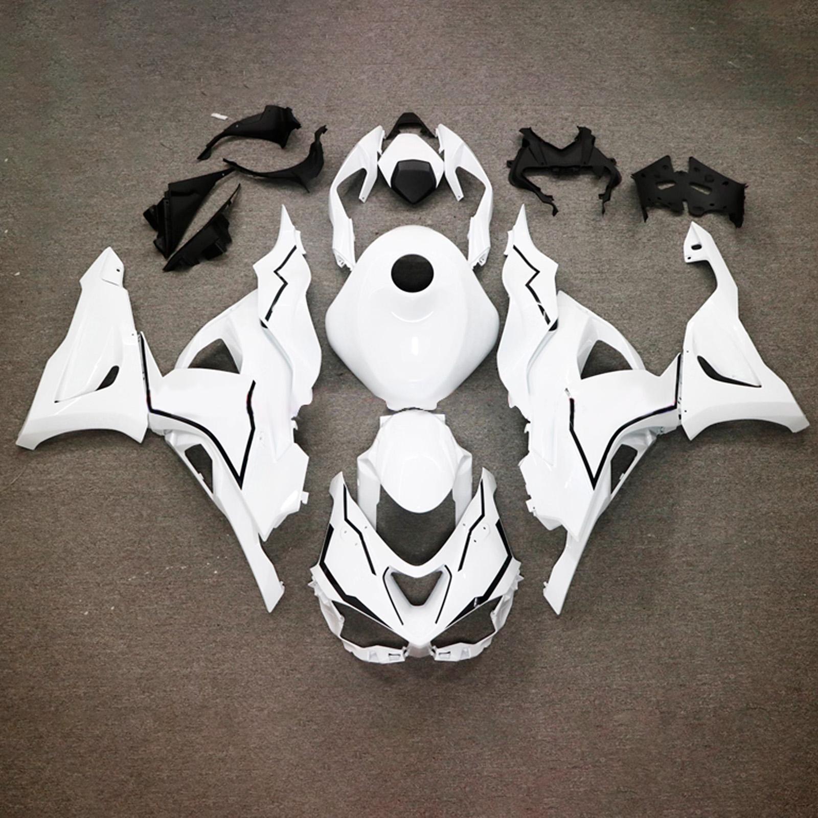 Amotopart 2024-2026 Kawasaki ZX-6R White with Black Fairing Kit