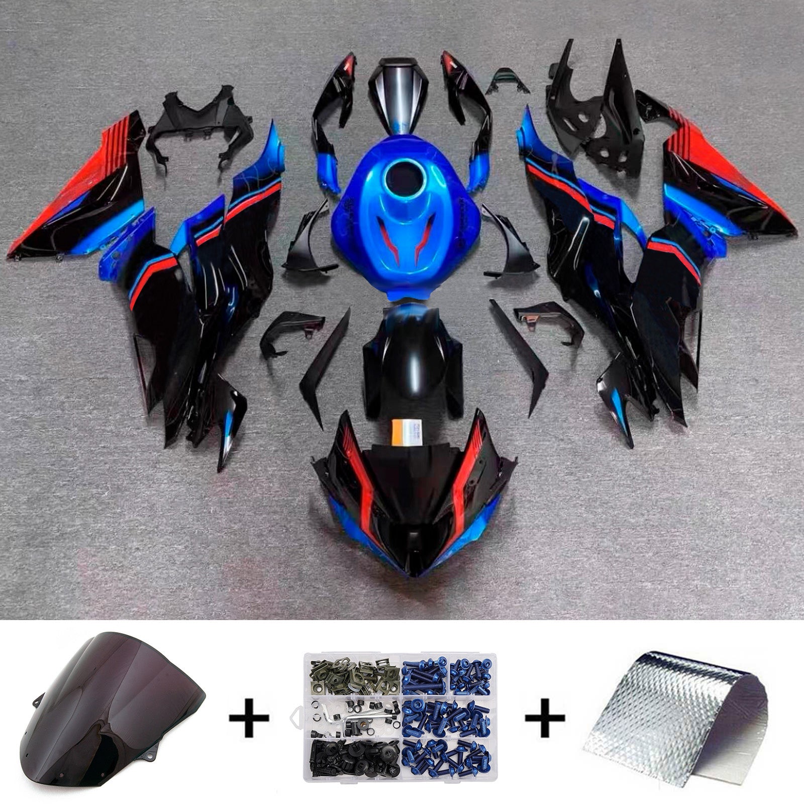 Amotopart 2024-2026 Kawasaki ZX-6R Blue Black White Red Fairing Kit