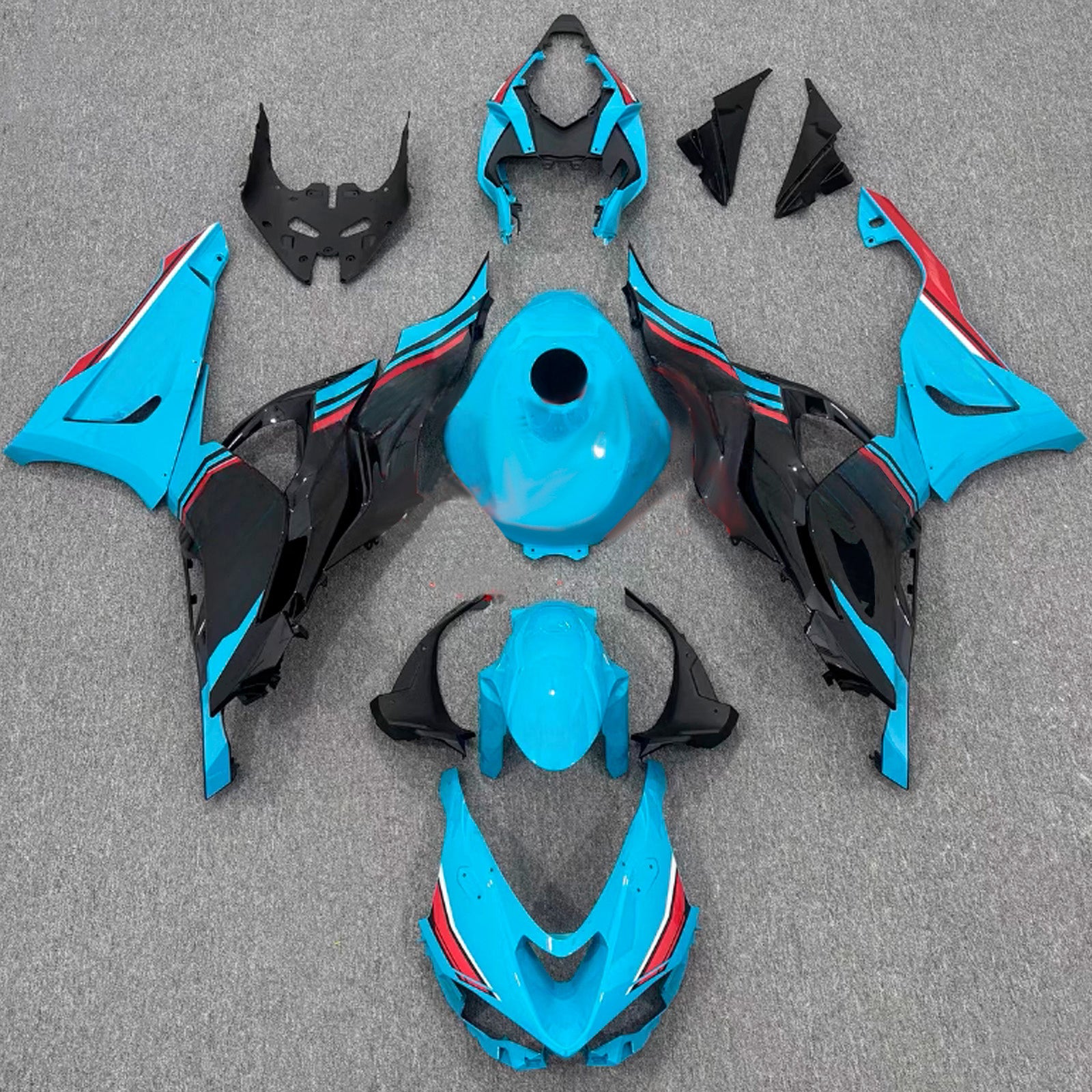 Amotopart 2024-2026 Kawasaki ZX-6R Blue Black Fairing Kit