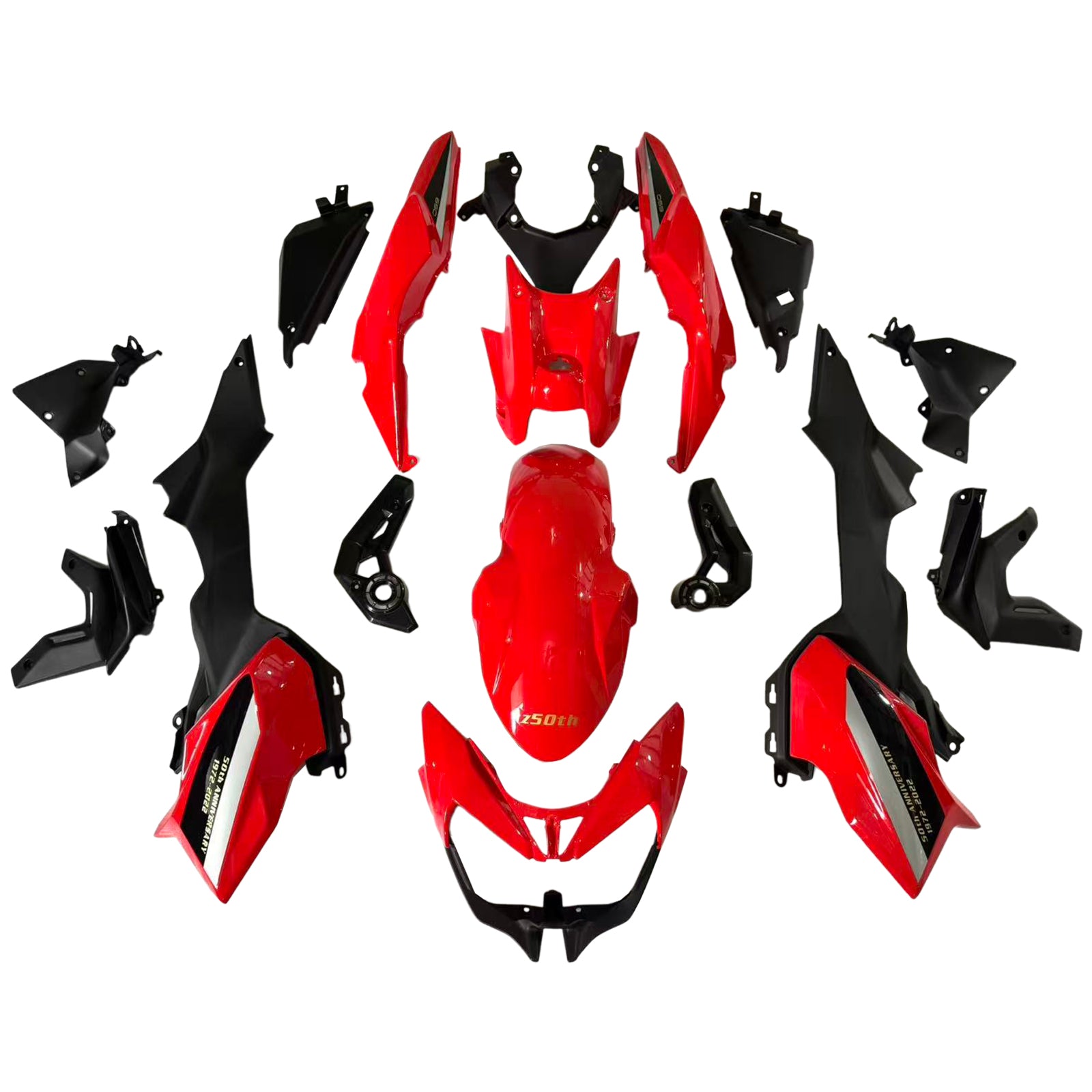 Amotopart 2020-2023 Kawasaki Z650 Red Black Fairing Kit